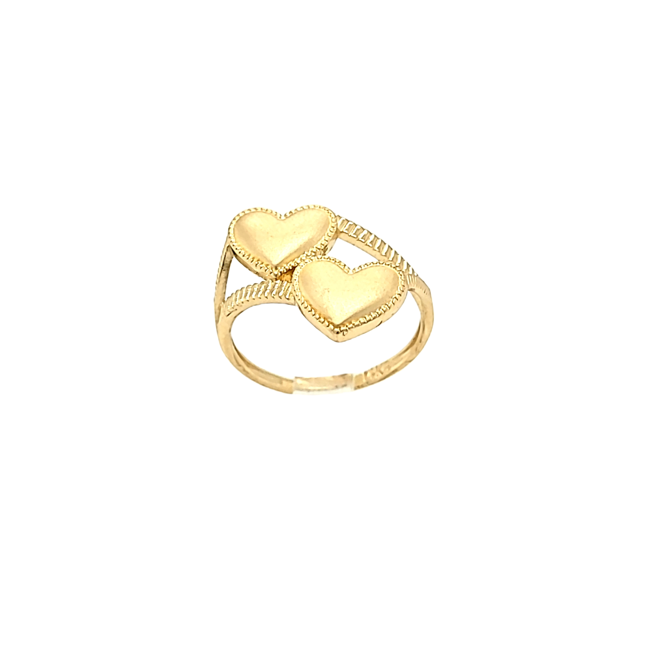 Yellow Gold Diamond Two Hearts Ring - 10k Round Brilliant Love Silhouette -  Wilson Brothers Jewelry