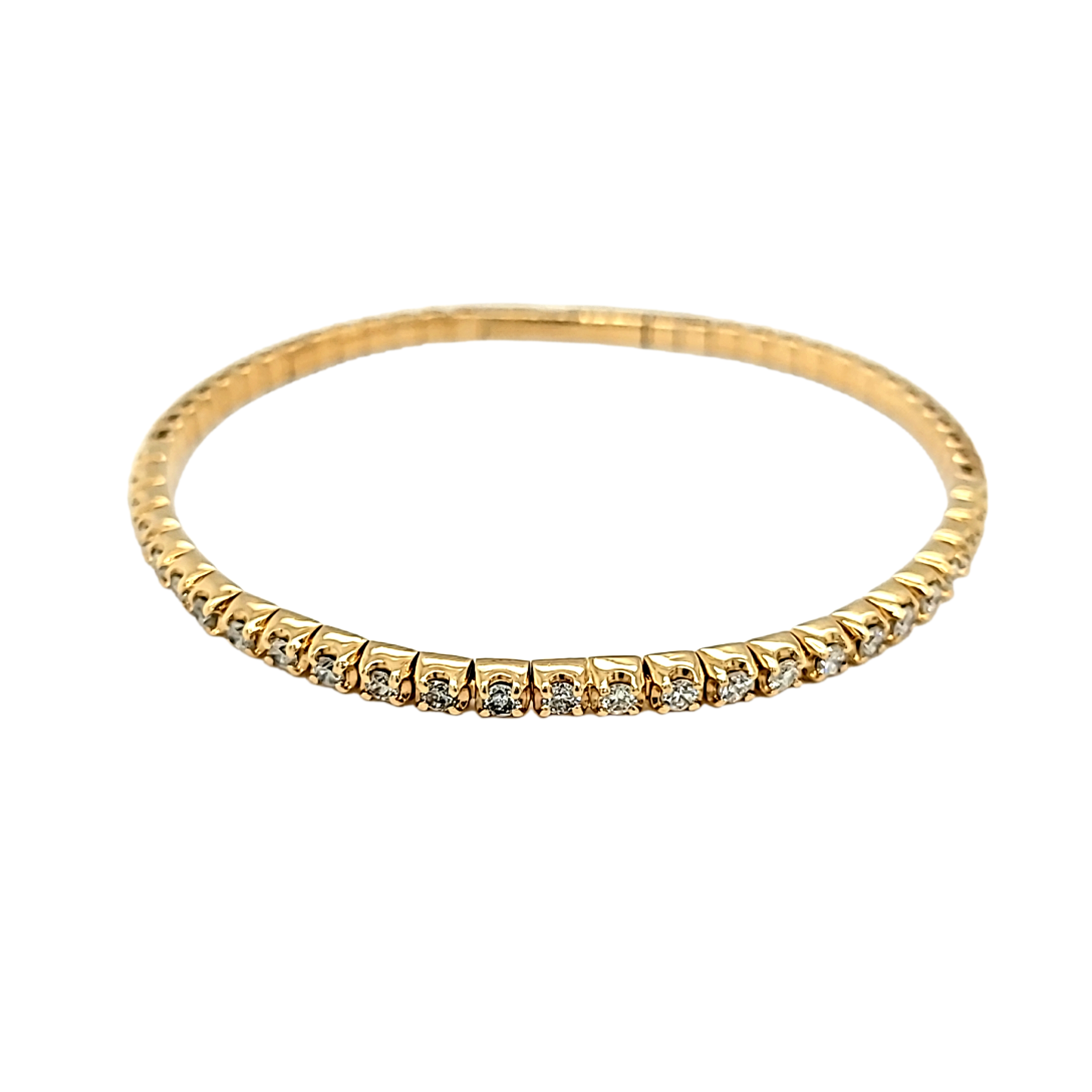 14K Yellow Gold 1.30ctw Diamond Flexible Bangle 21000717 | Shin Brothers*