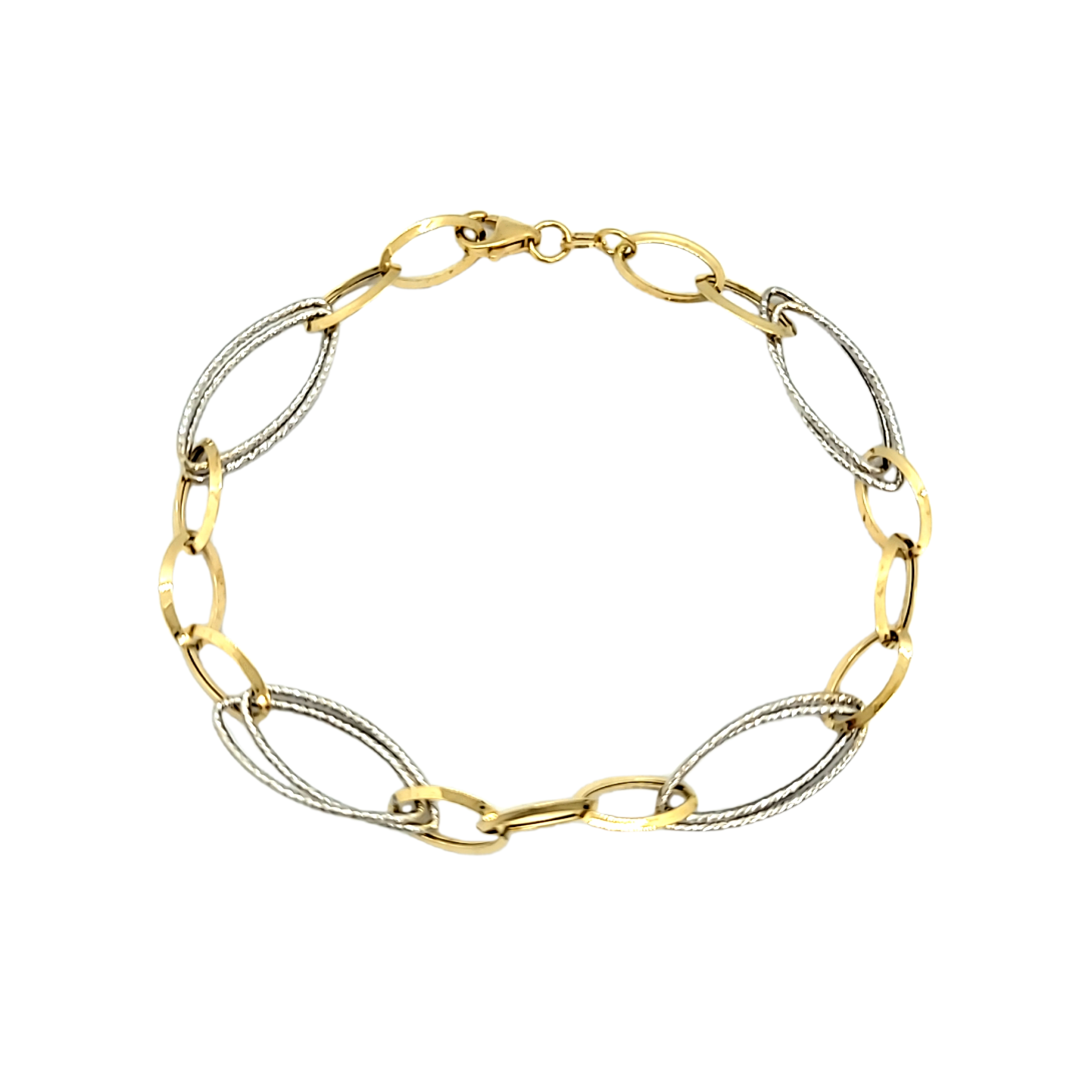 18K Two Tone Gold Oval Link Bracelet 20002160 | Shin Brothers*