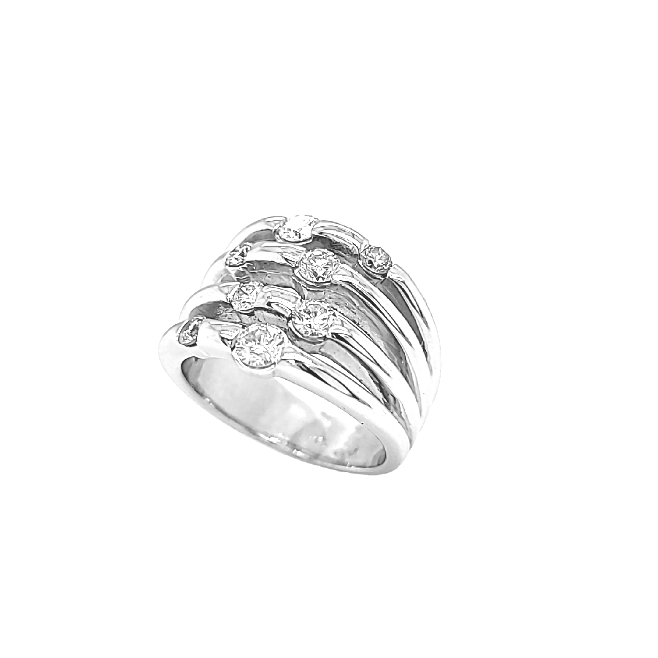 14K White Gold Diamond Speckled Four Rows Ring 11007066 | Shin Brothers*