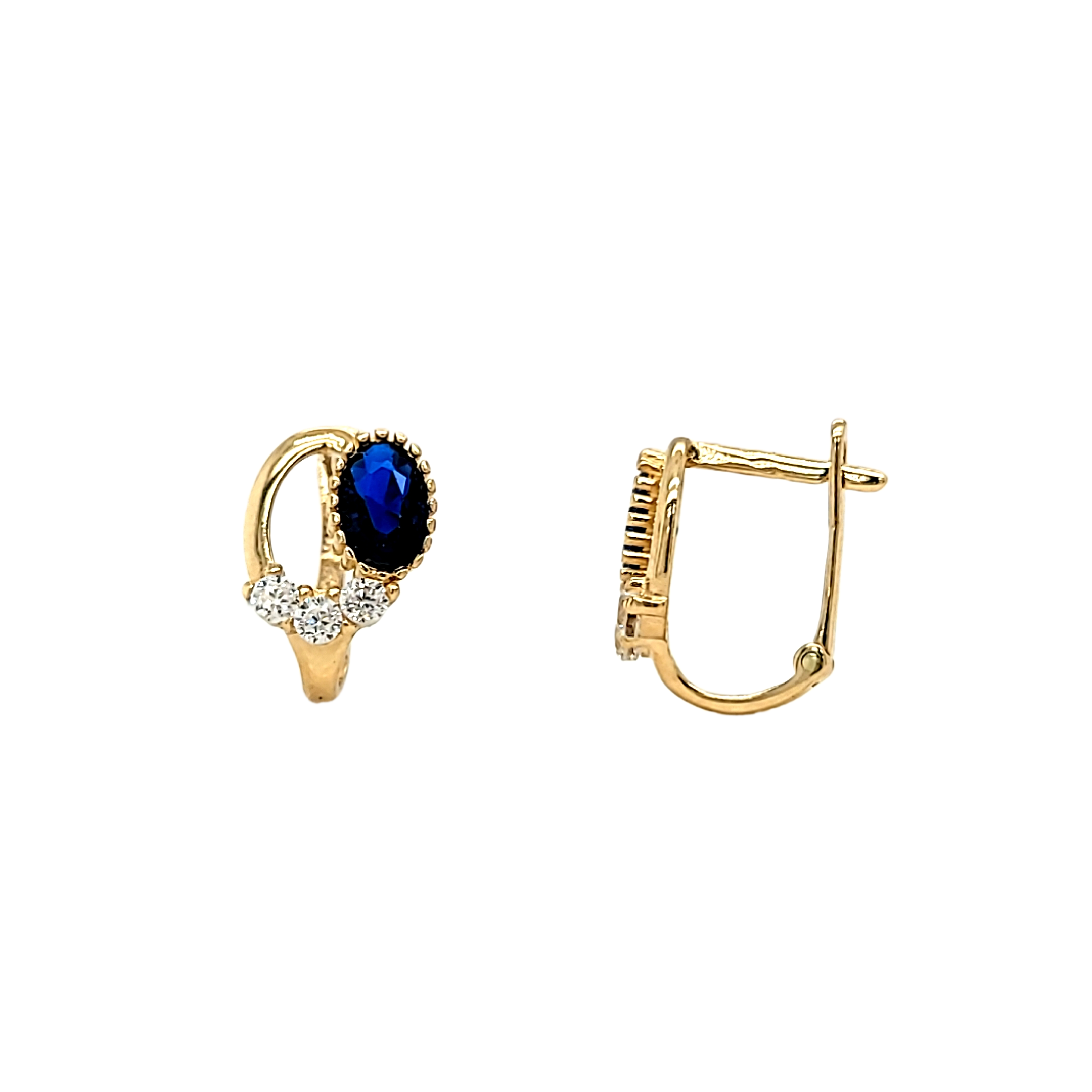 14K Yellow Gold Red CZ Latch Back Earrings | Shin Brothers