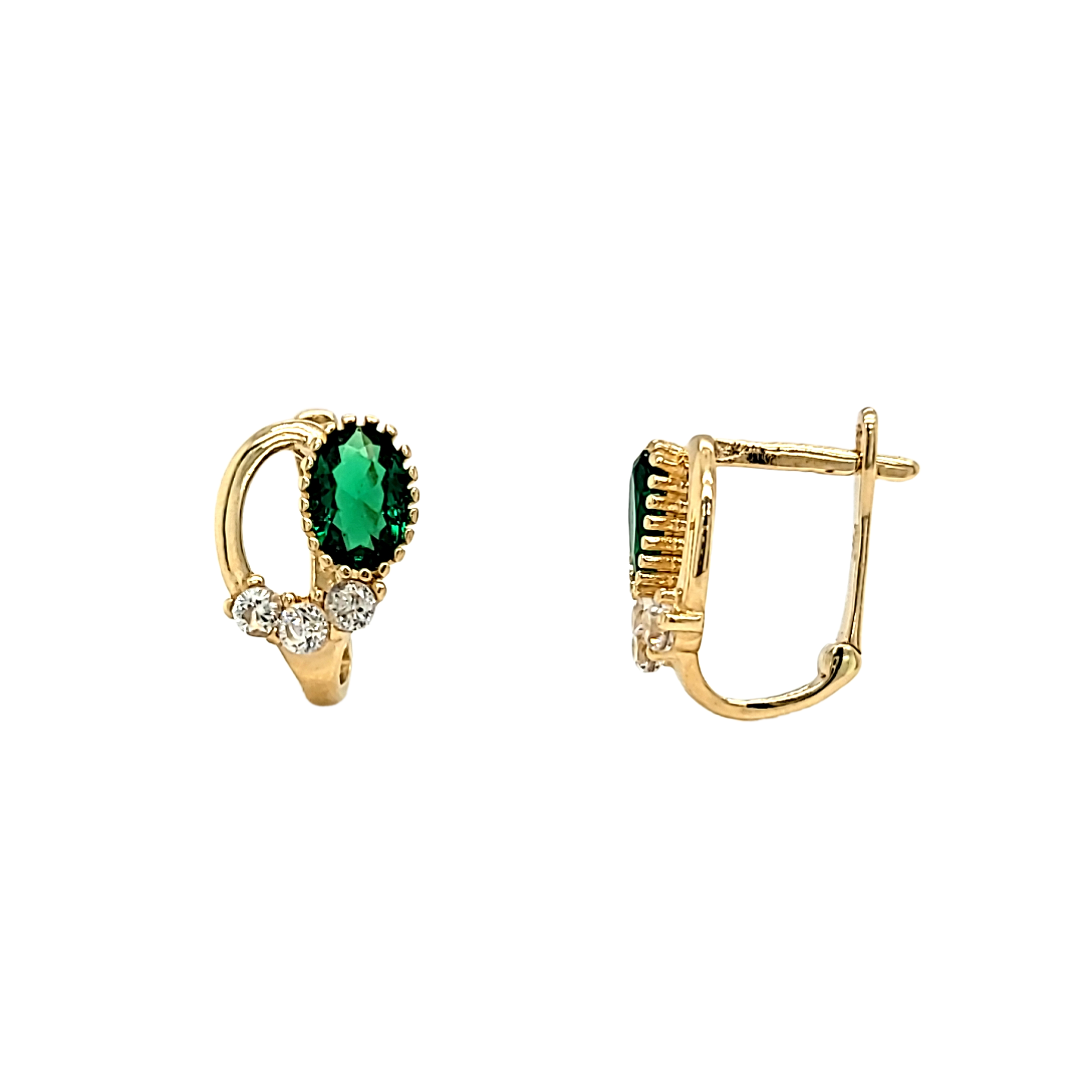 14K Yellow Gold Green CZ Latch Back Earrings 42003436 | Shin Brothers* 14K Yellow Gold Green CZ Latch Back Earrings 42003436 | Shin Brothers*