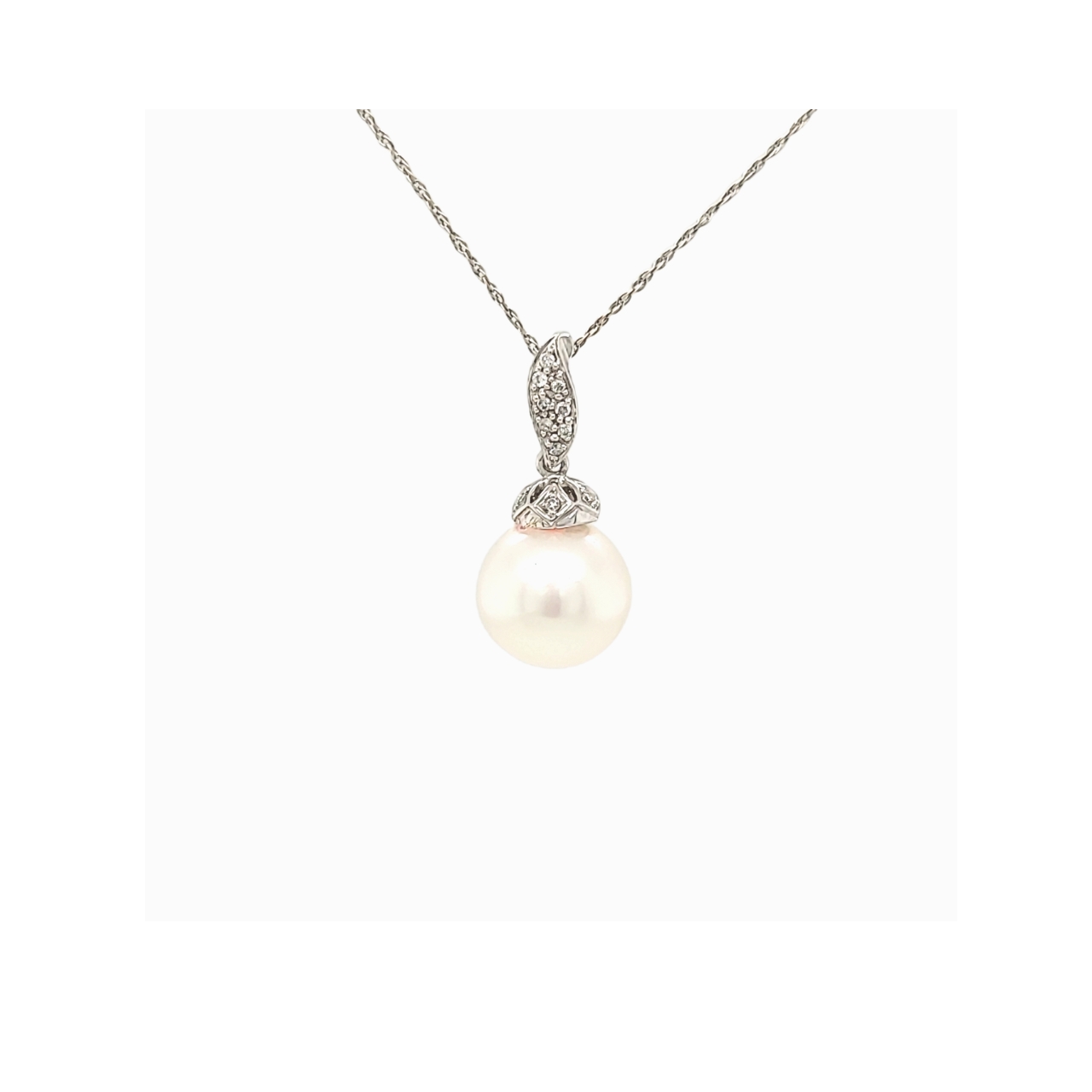 14K White Gold Diamond  Pearl Charm 52002335 | Shin Brothers**