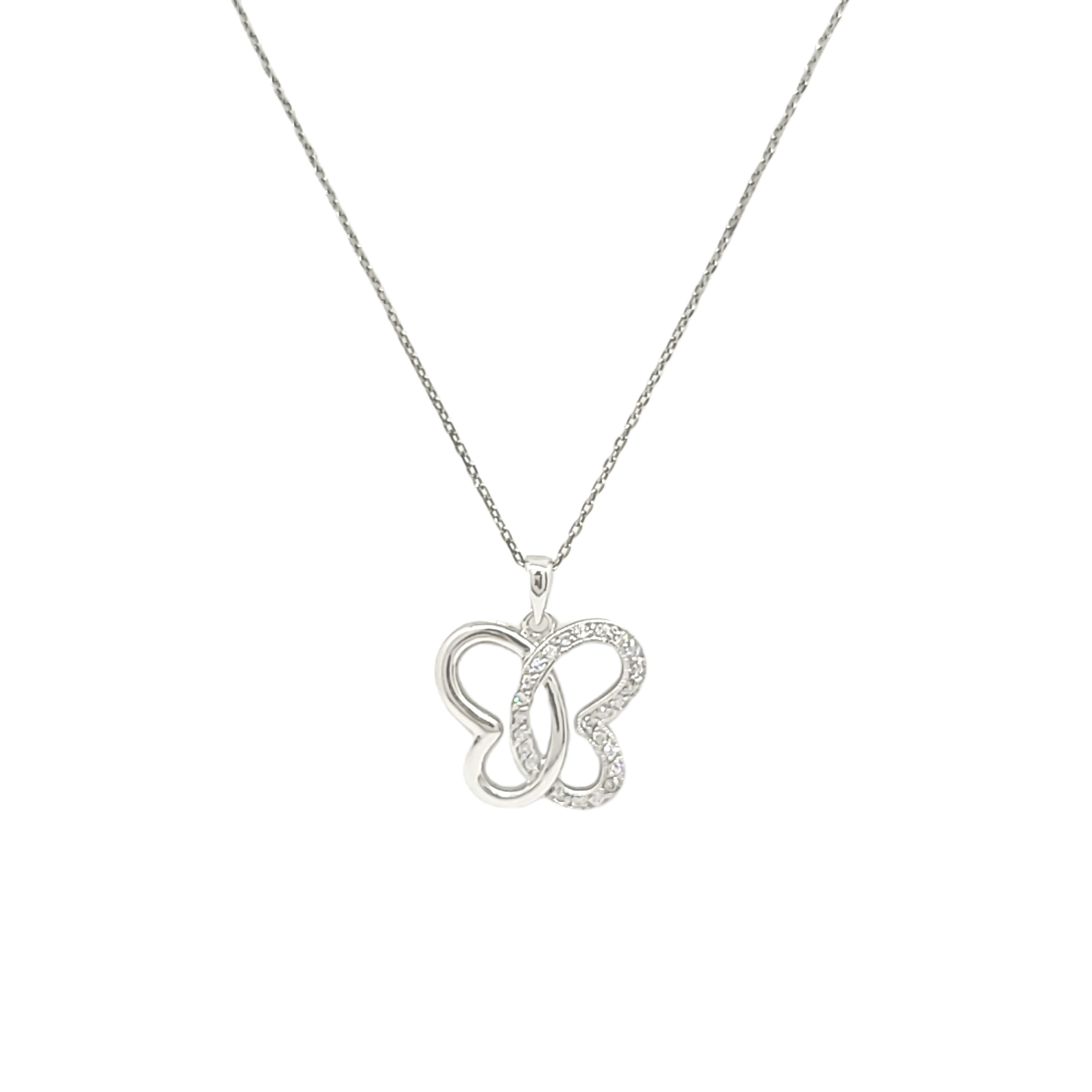 Sterling Silver Cubic Zirconia Butterfly Necklace 83210140 | Shin Brothers* Sterling Silver Cubic Zirconia Butterfly Necklace 83210140 | Shin Brothers*