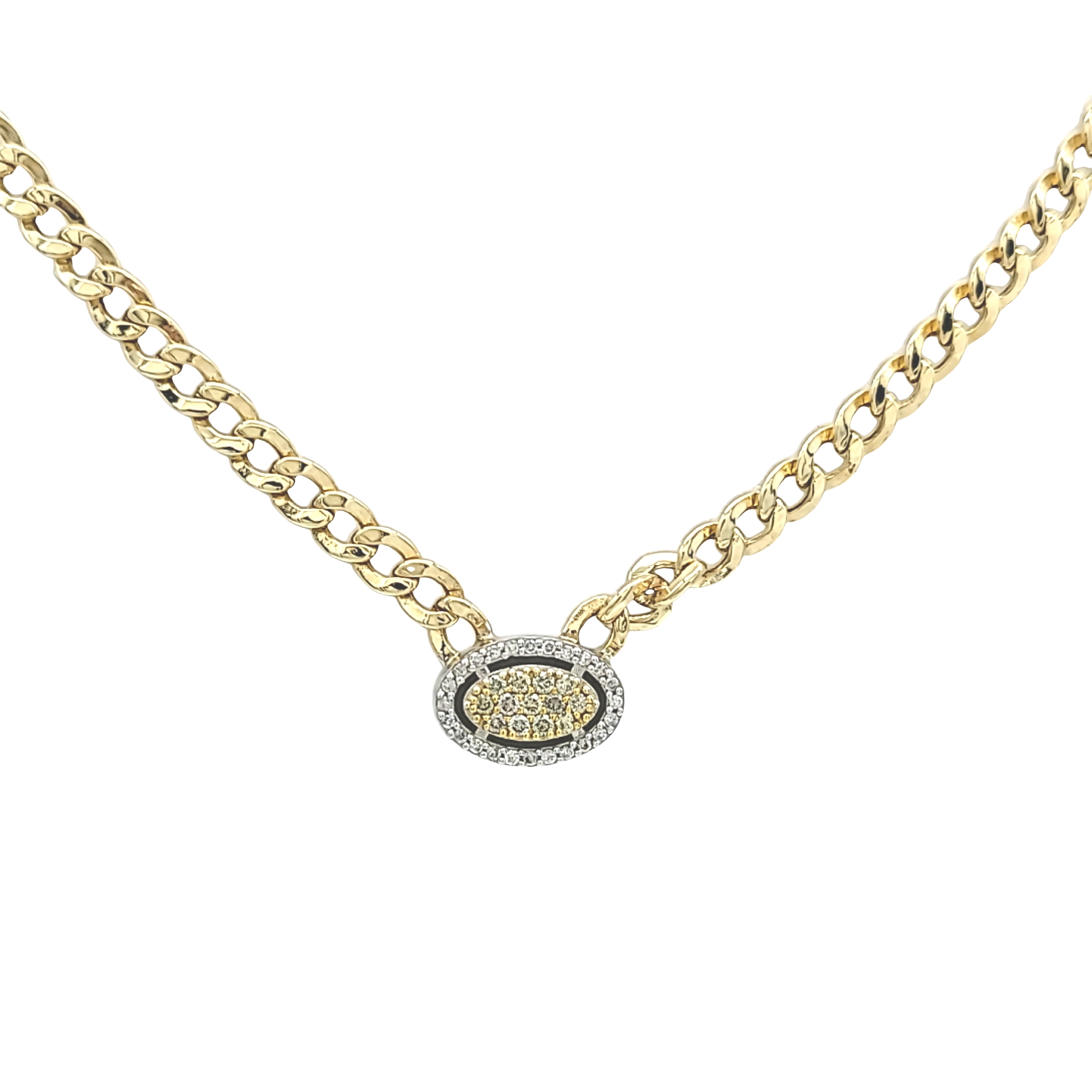 14K Yellow Gold  Diamond Oval Necklace 31001218 | Shin Brothers*