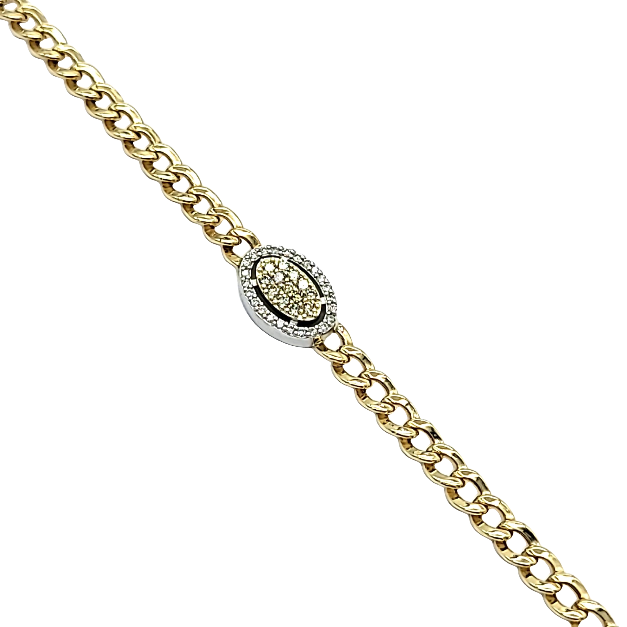 14K Two Tone Gold .24 ctw Oval Pave Diamond Bracelet 21000929 Shin Brothers* 14K Two Tone Gold .24 ctw Oval Pave Diamond Bracelet 21000929 Shin Brothers*