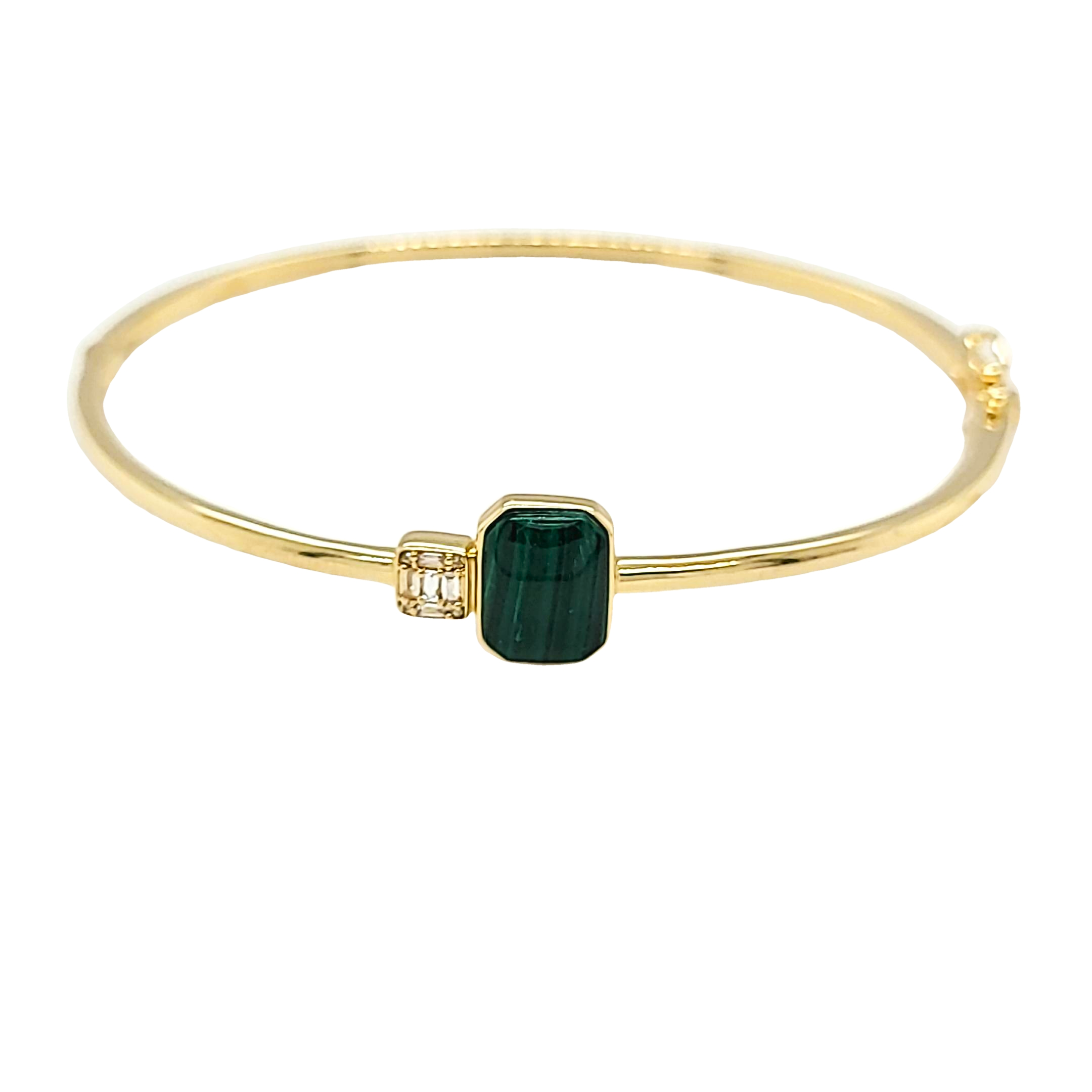 14K Yellow Gold Malachite Diamond Bangle 22000952 | Shin Brothers* 14K Yellow Gold Malachite Diamond Bangle 22000952 | Shin Brothers*