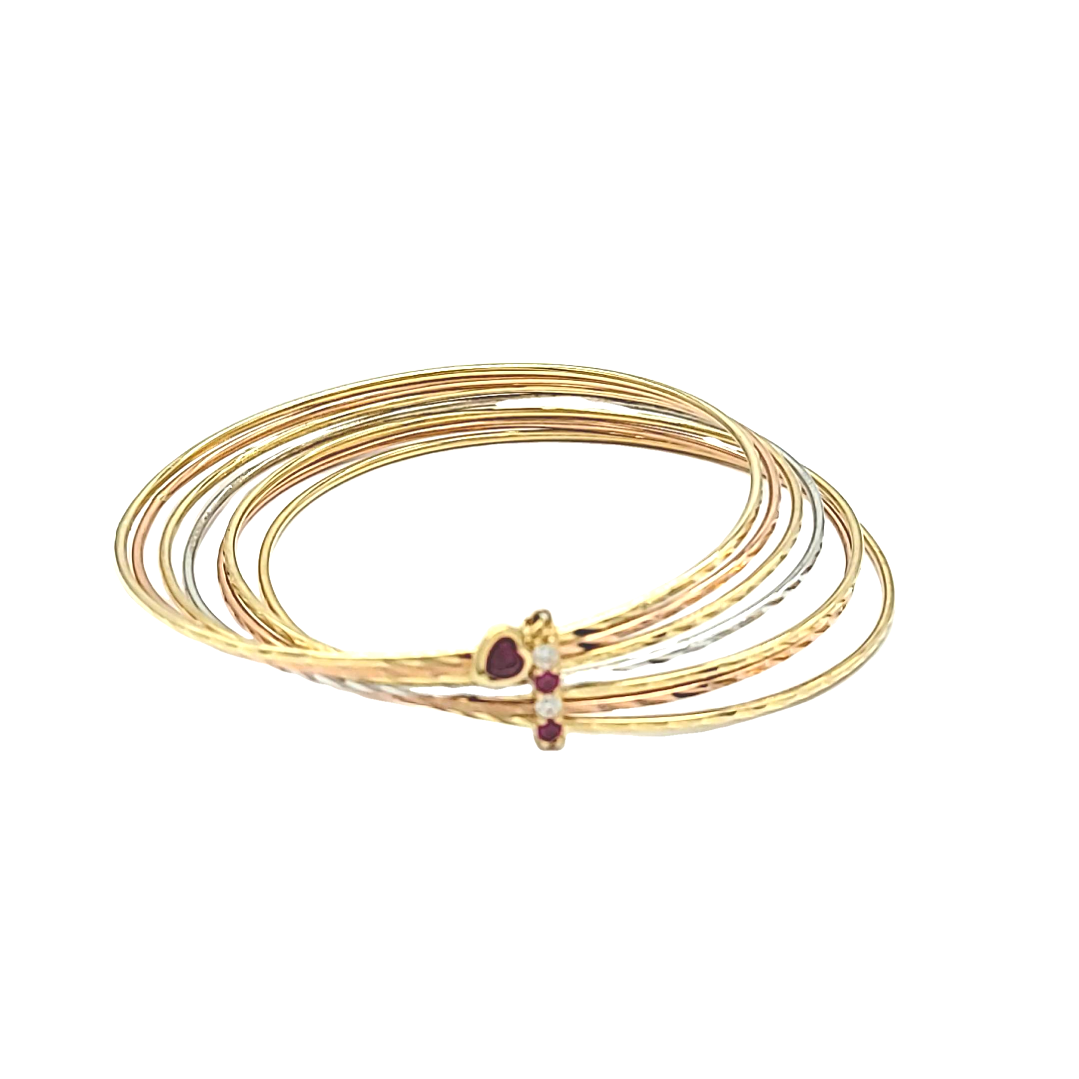 14K Multi Color  Gold 7 Days Slide On Bangle  22000948 | Shin Brothers*