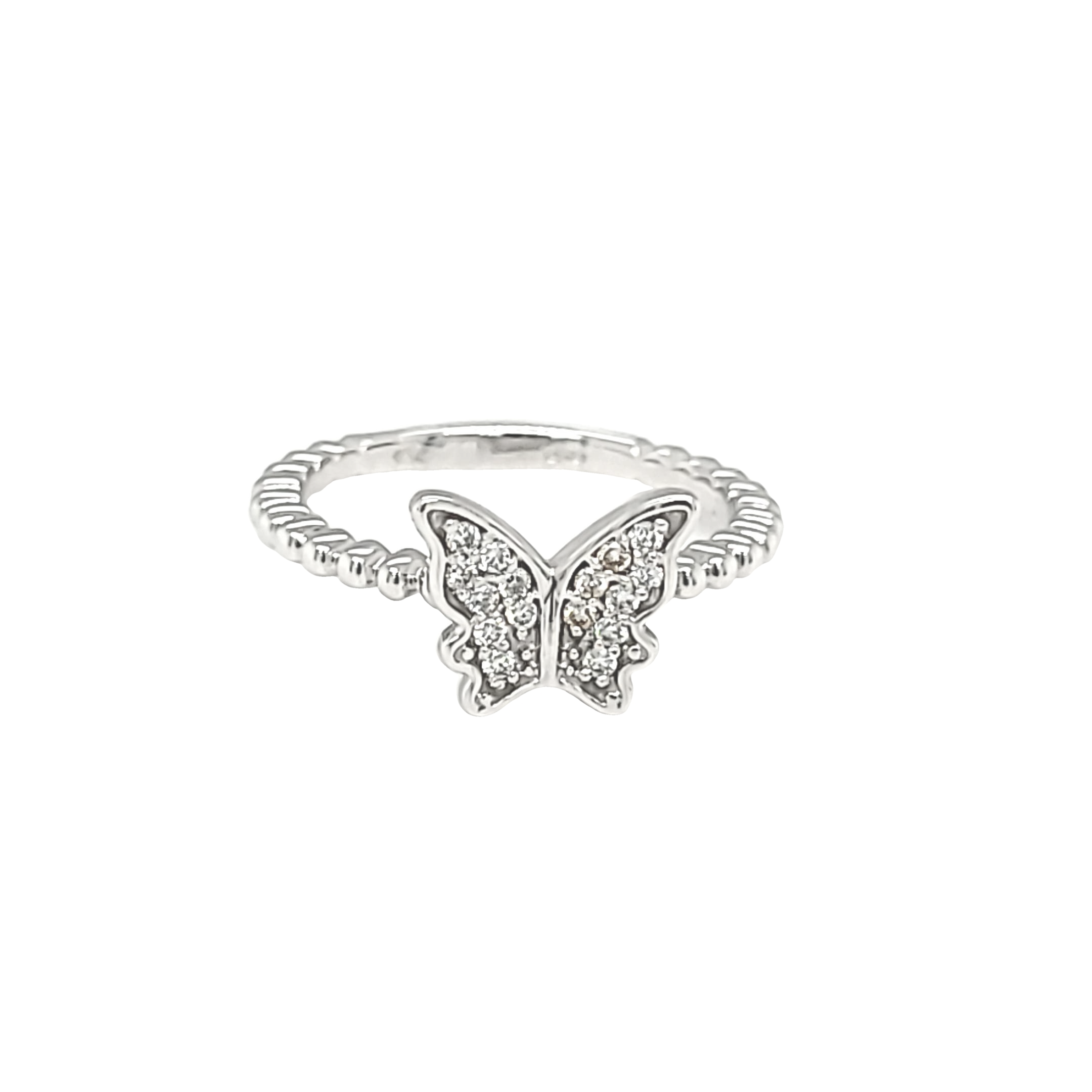4K White Gold Diamond Butterfly Ring 11007134 | Shin Brothers*