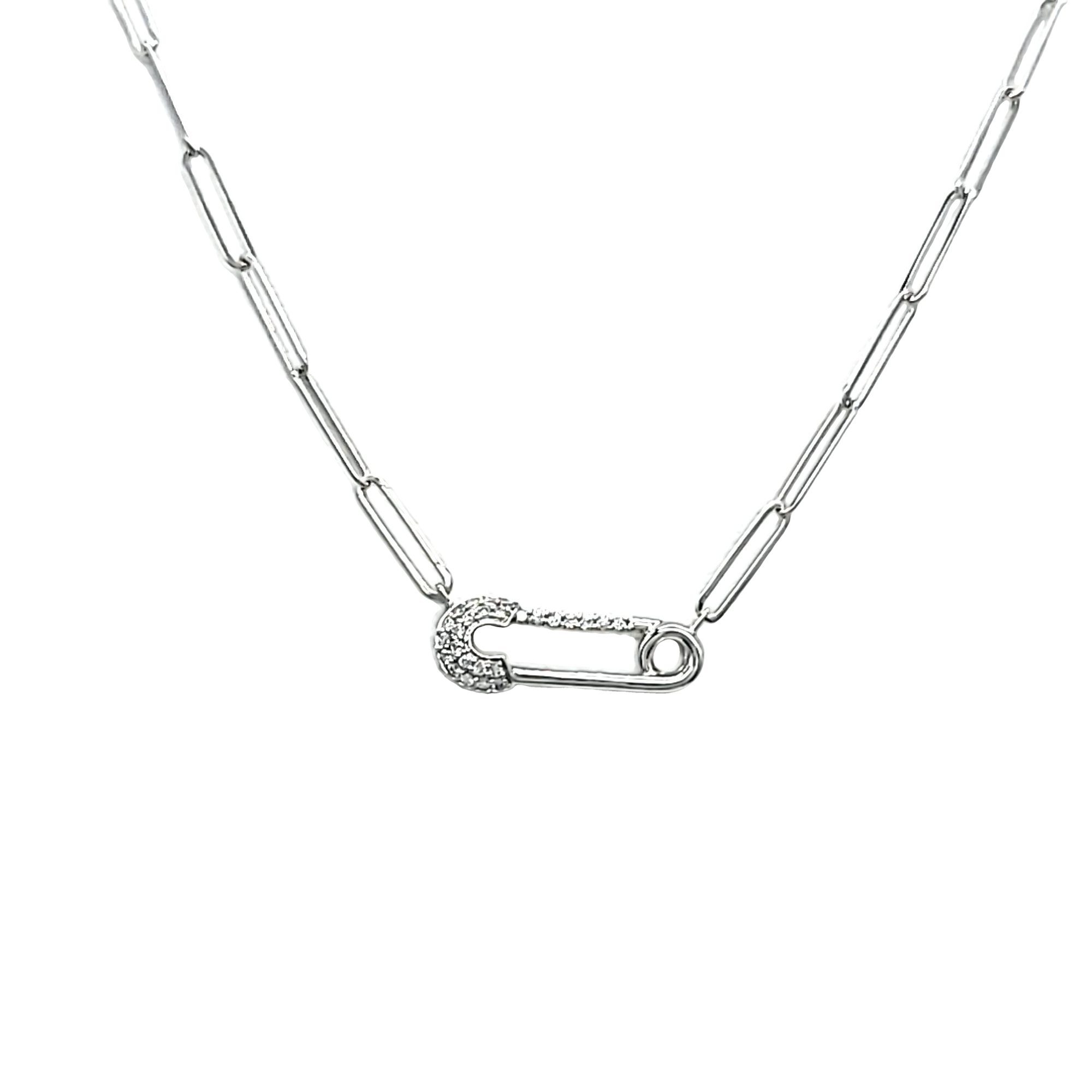 14K White Gold Diamond Paperclip Necklace 31001234 | Shin Brothers* 14K White Gold Diamond Paperclip Necklace 31001234 | Shin Brothers*