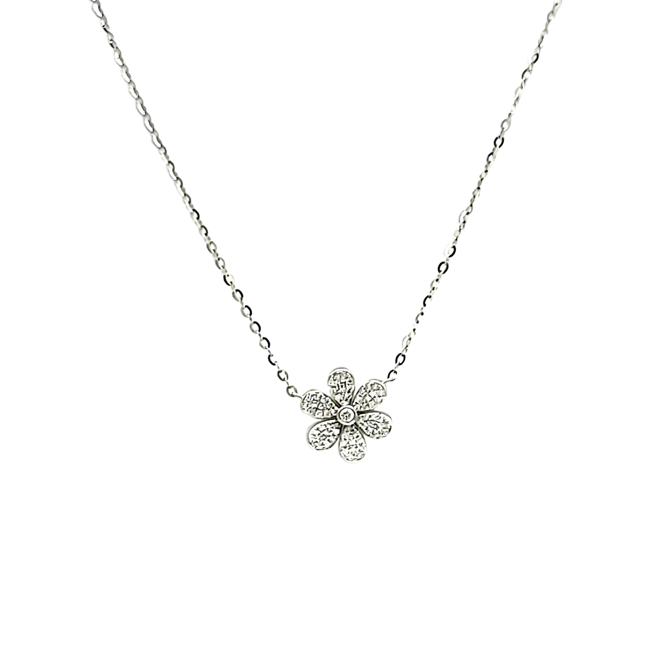 14K White Gold Diamond Flower Necklace 31001224 | Shin Brothers* 14K White Gold Diamond Flower Necklace 31001224 | Shin Brothers*