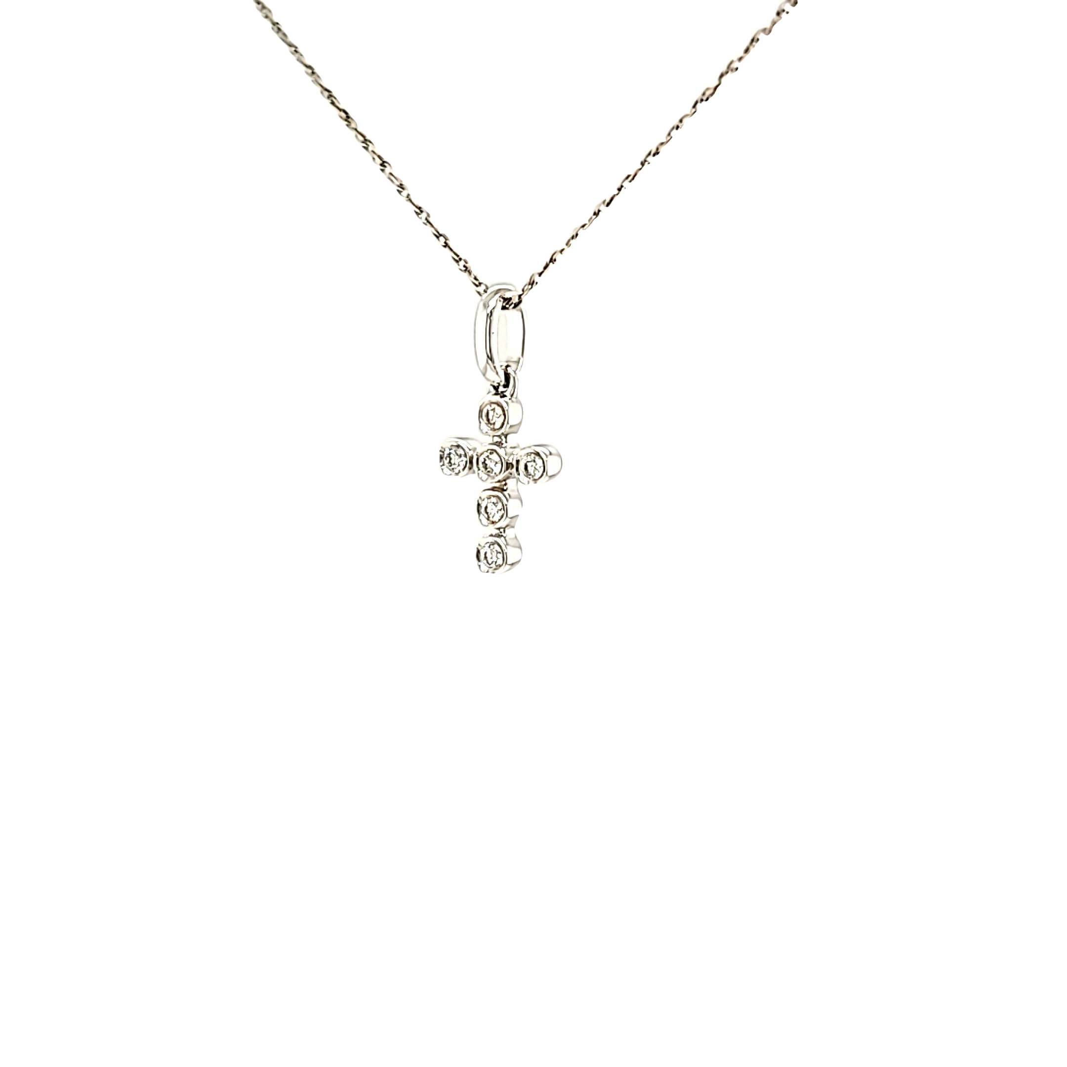 18K White Gold Bezel Set Diamond Cross Charm 51002209 | Shin Brothers* 18K White Gold Bezel Set Diamond Cross Charm 51002209 | Shin Brothers*