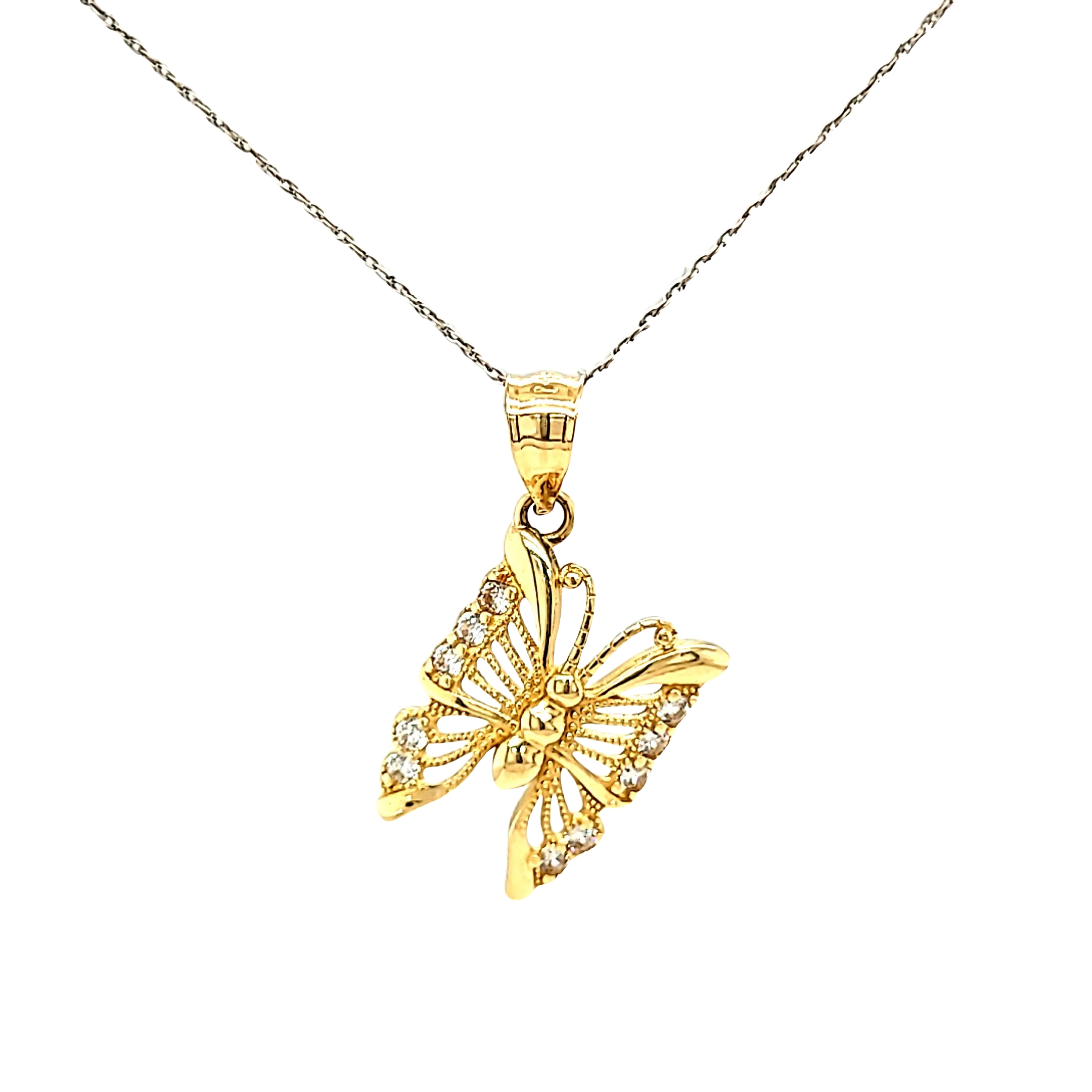 14K Yellow Gold CZ Butterfly Charm 52002341 | Shin Brothers*