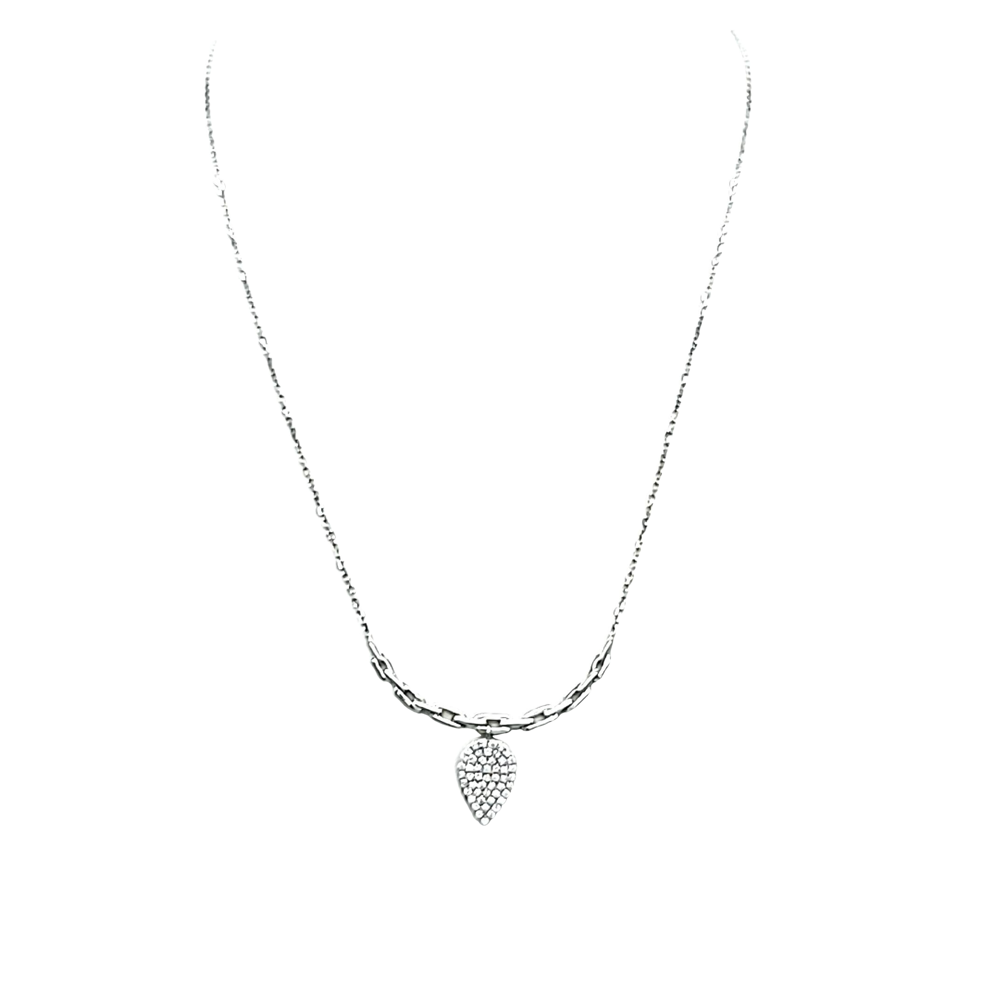 14K White Gold Diamond Cable Link Upside Down Teardrop Necklace 31001230 |  Shin Brothers*