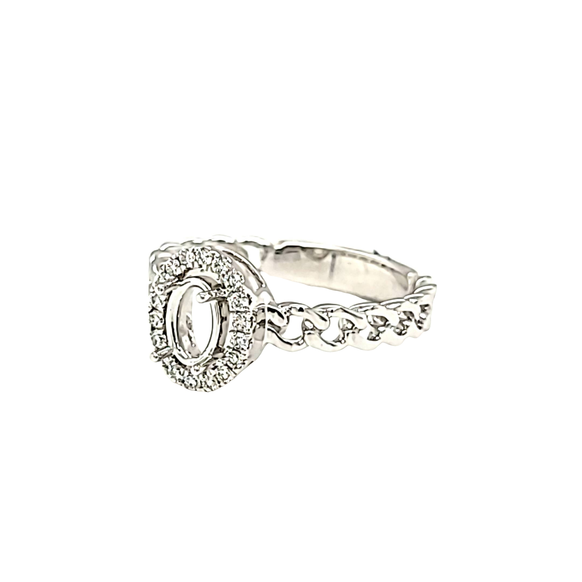 14K White Gold Oval Engagement Ring Setting with Diamond Accents 11007117 | Shin Brothers* 14K White Gold Oval Engagement Ring Setting with Diamond Accents 11007117 | Shin Brothers*