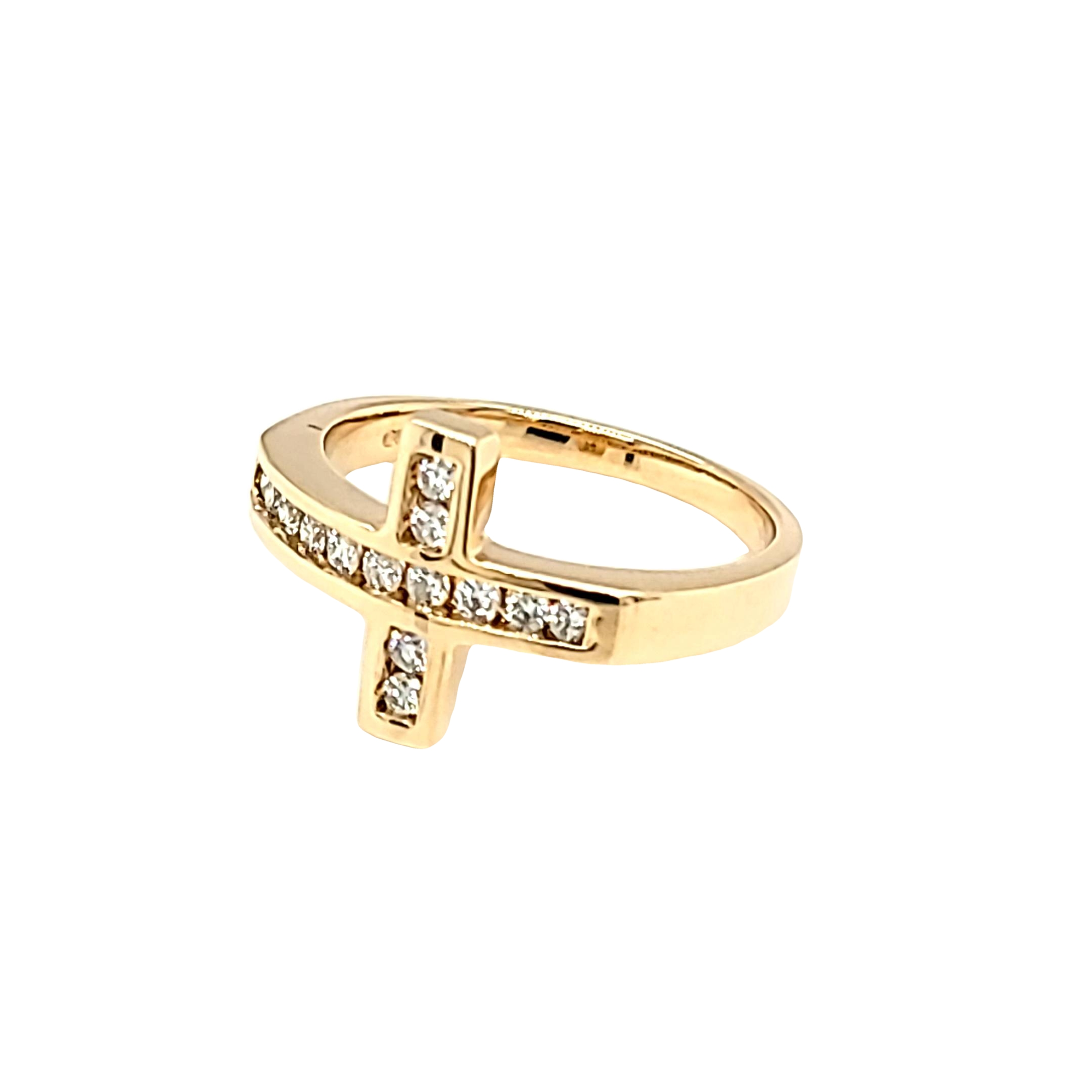 14K Yellow Gold 0.27-carat Diamond Cross Ring 11007130 | Shin Brothers* 