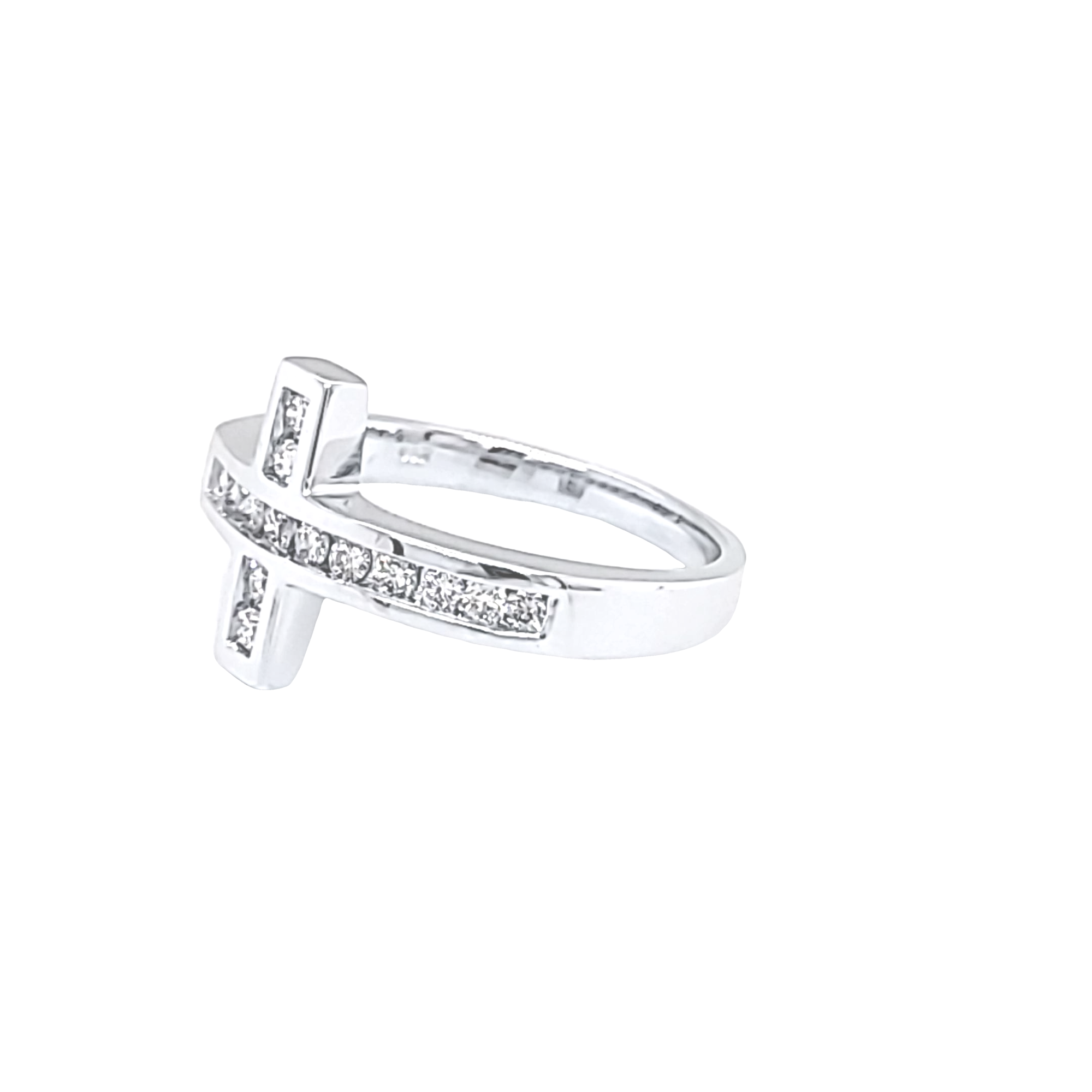 14K White Gold 0.26-carat Diamond Cross Ring 11007132 | Shin Brothers*