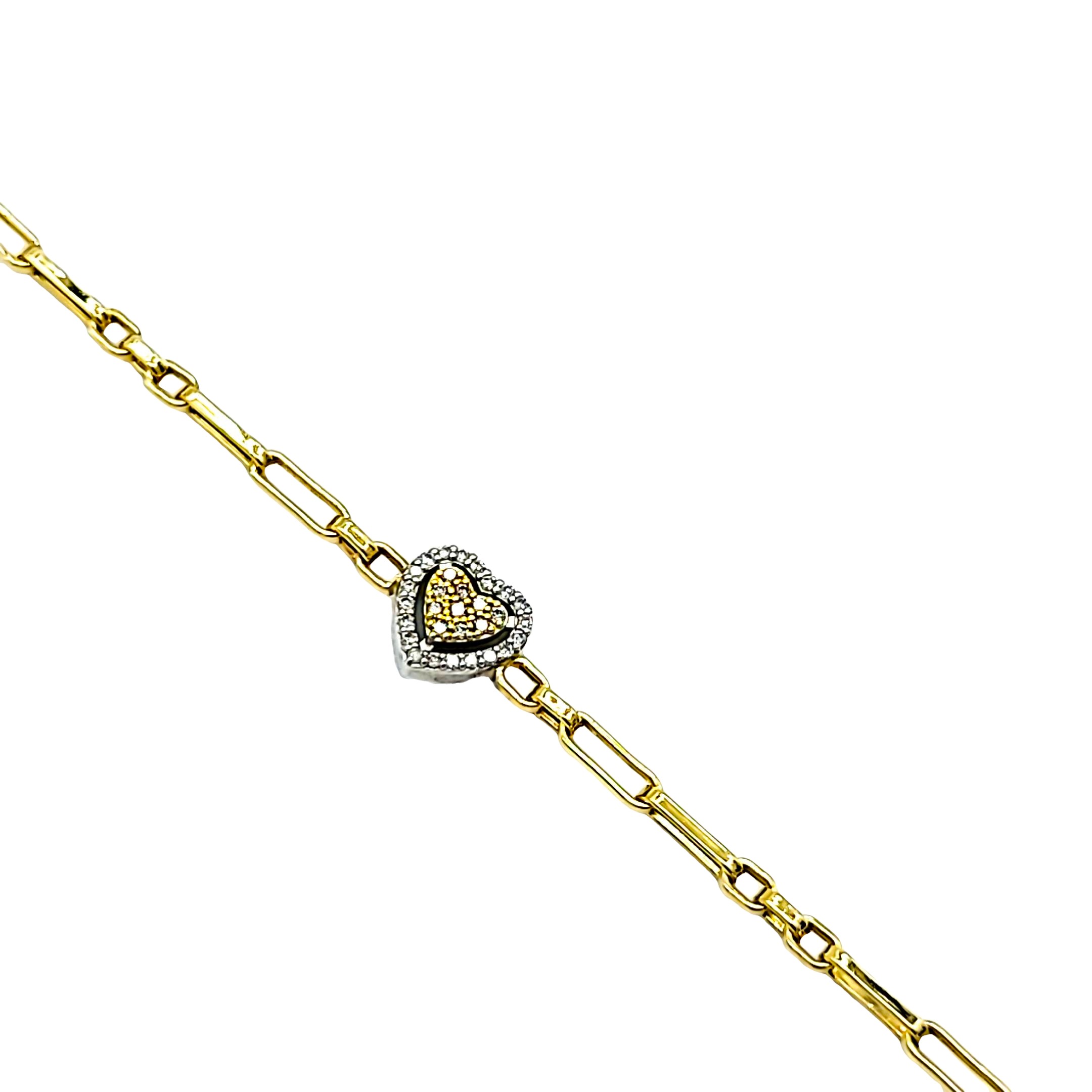 14K Yellow Gold Diamond Heart Bracelet 21000930 | Shin Brothers* 14K Yellow Gold Diamond Heart Bracelet 21000930 | Shin Brothers*
