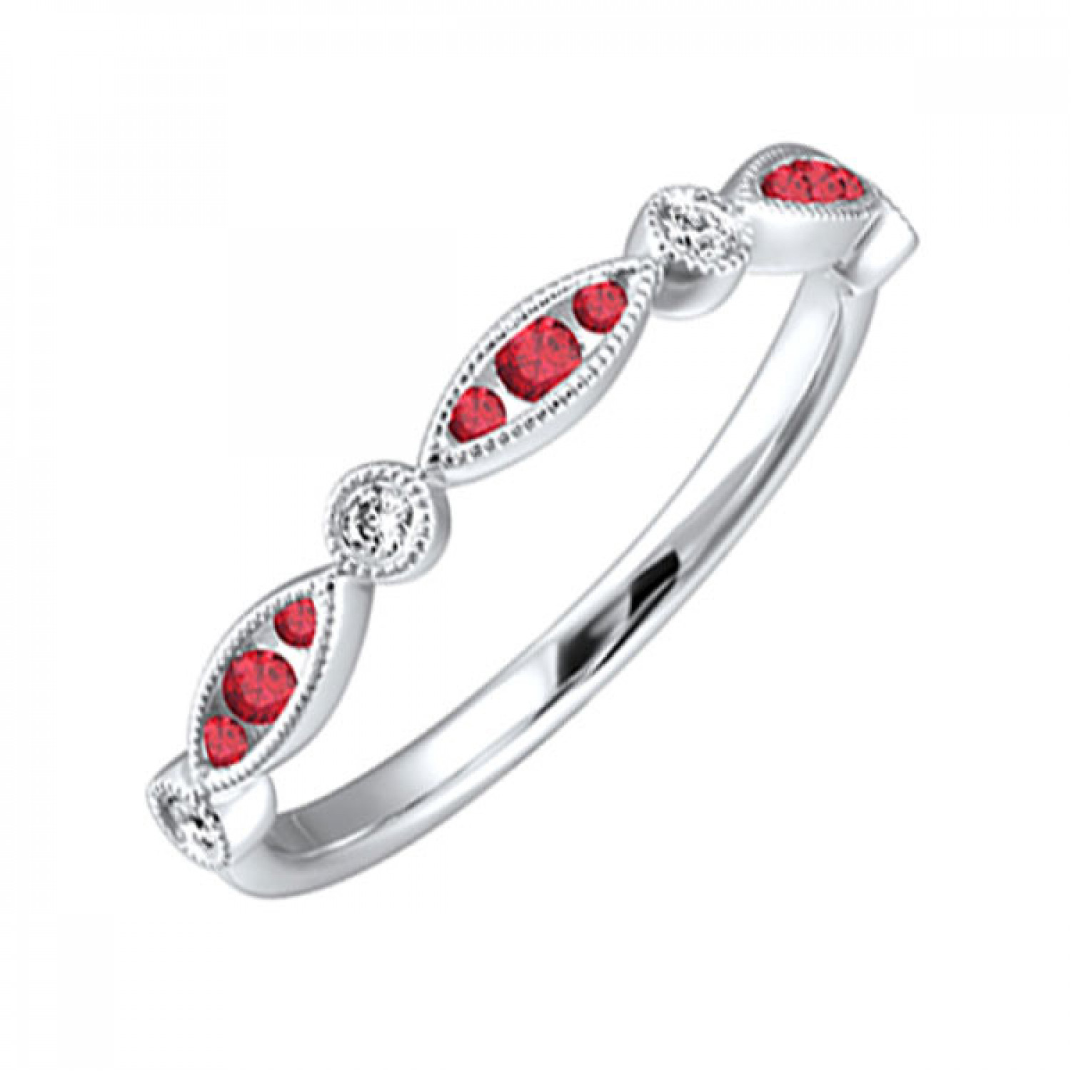 14K White Gold Ruby Diamond & Stackable Ring 12003193| Shin Brothers* 14K White Gold Ruby Diamond & Stackable Ring 12003193| Shin Brothers*