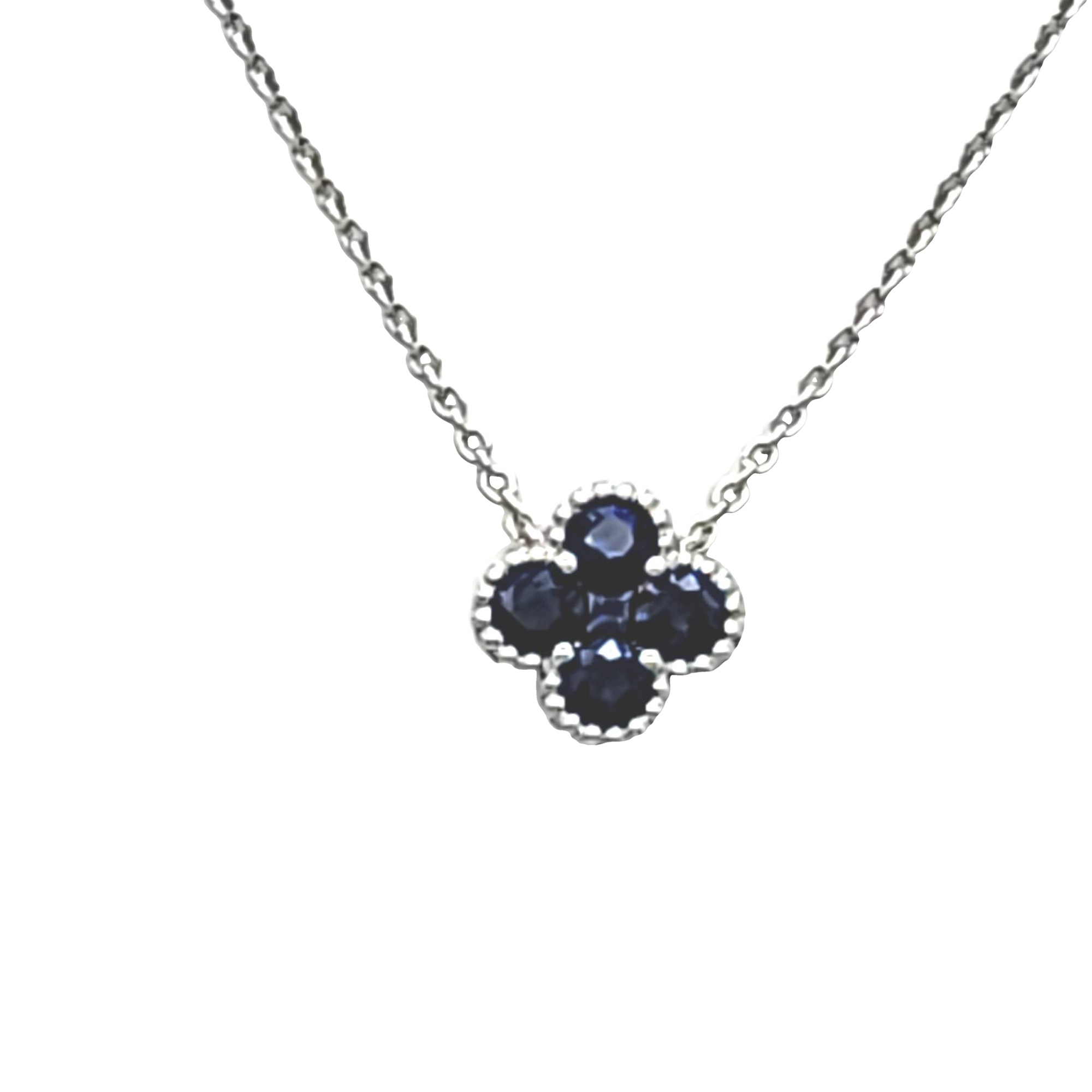 14K White Gold Sapphire Clover Necklace 32000754 | Shin Brothers**