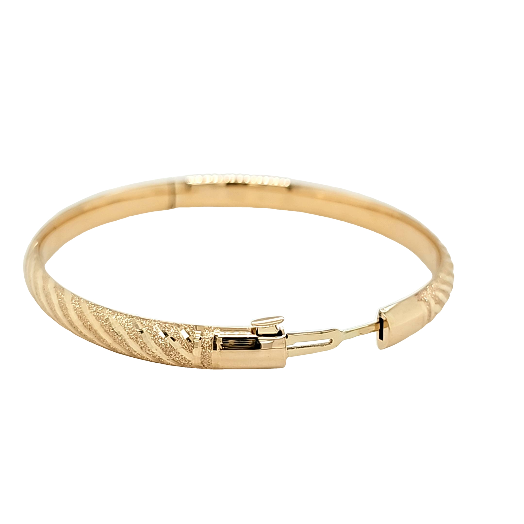 Copy of 14K Yellow Gold 6MM Diamond Cut Design 7.5" Bangle with Clasp 2300238 | Shin Brothers*