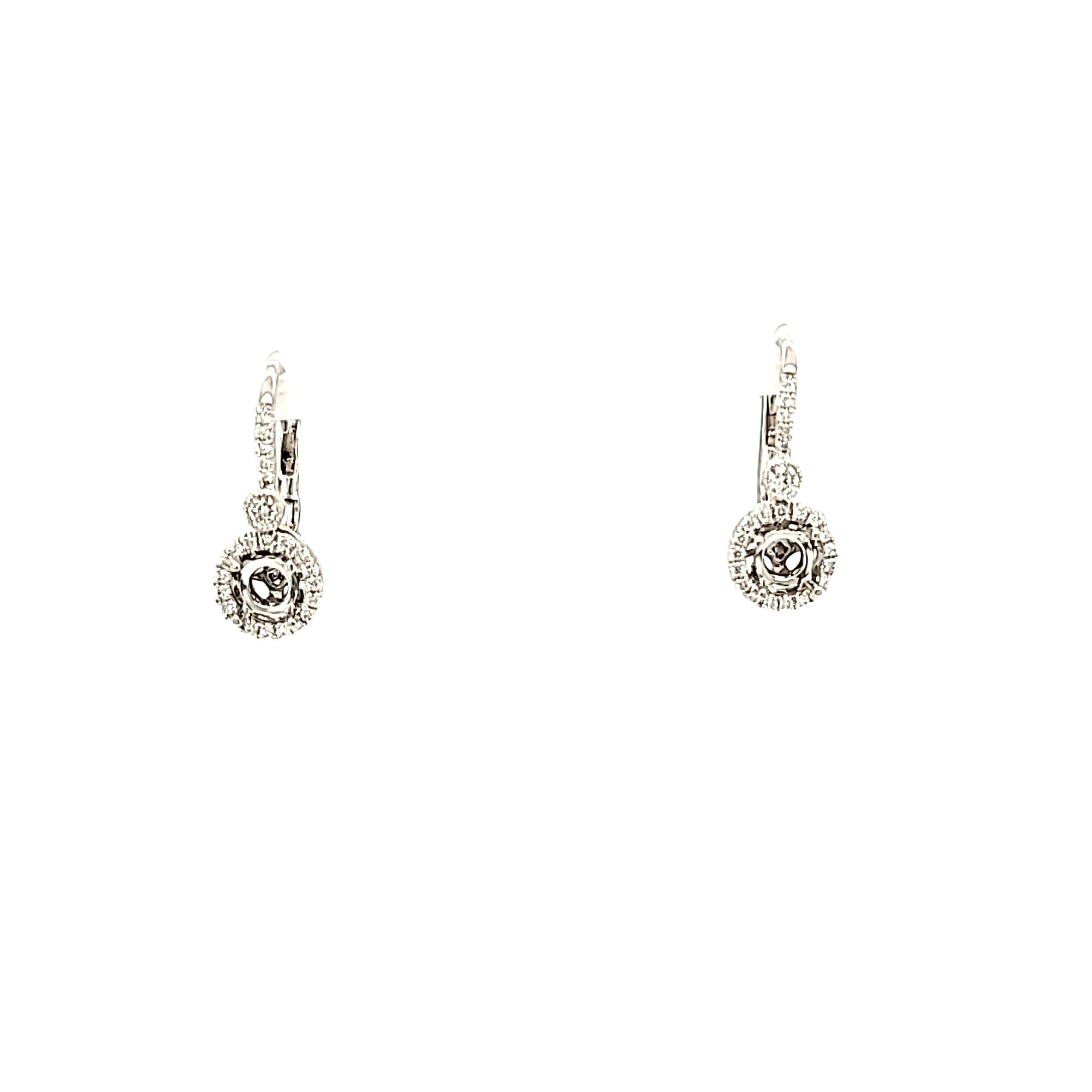 14K White Gold Lever Back Prong Setting Earrings with Diamond Accents 41002712 | Shin Brothers*