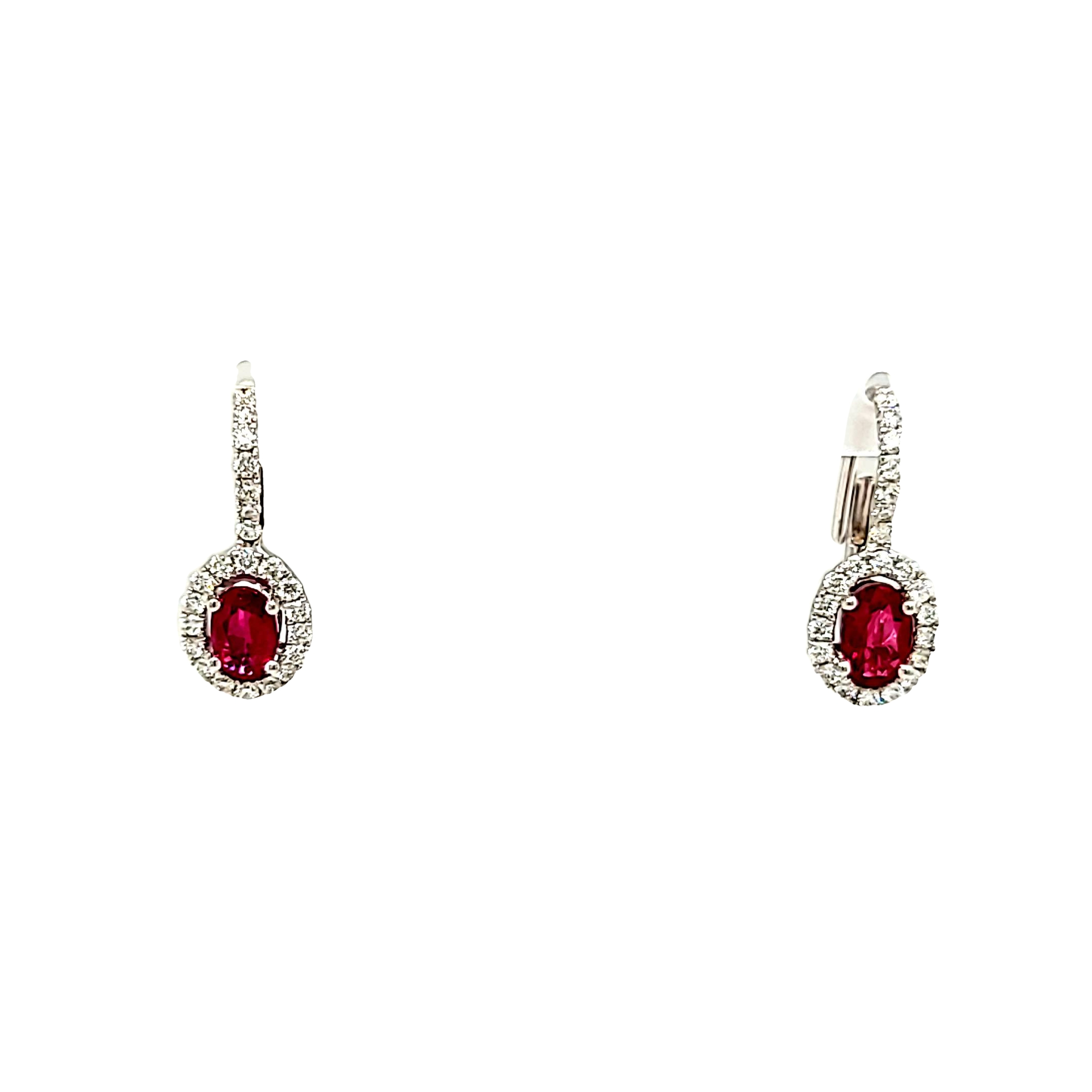 18K White Gold Ruby Diamond Lever Back Earrings 42003465 | Shin Brothers*
