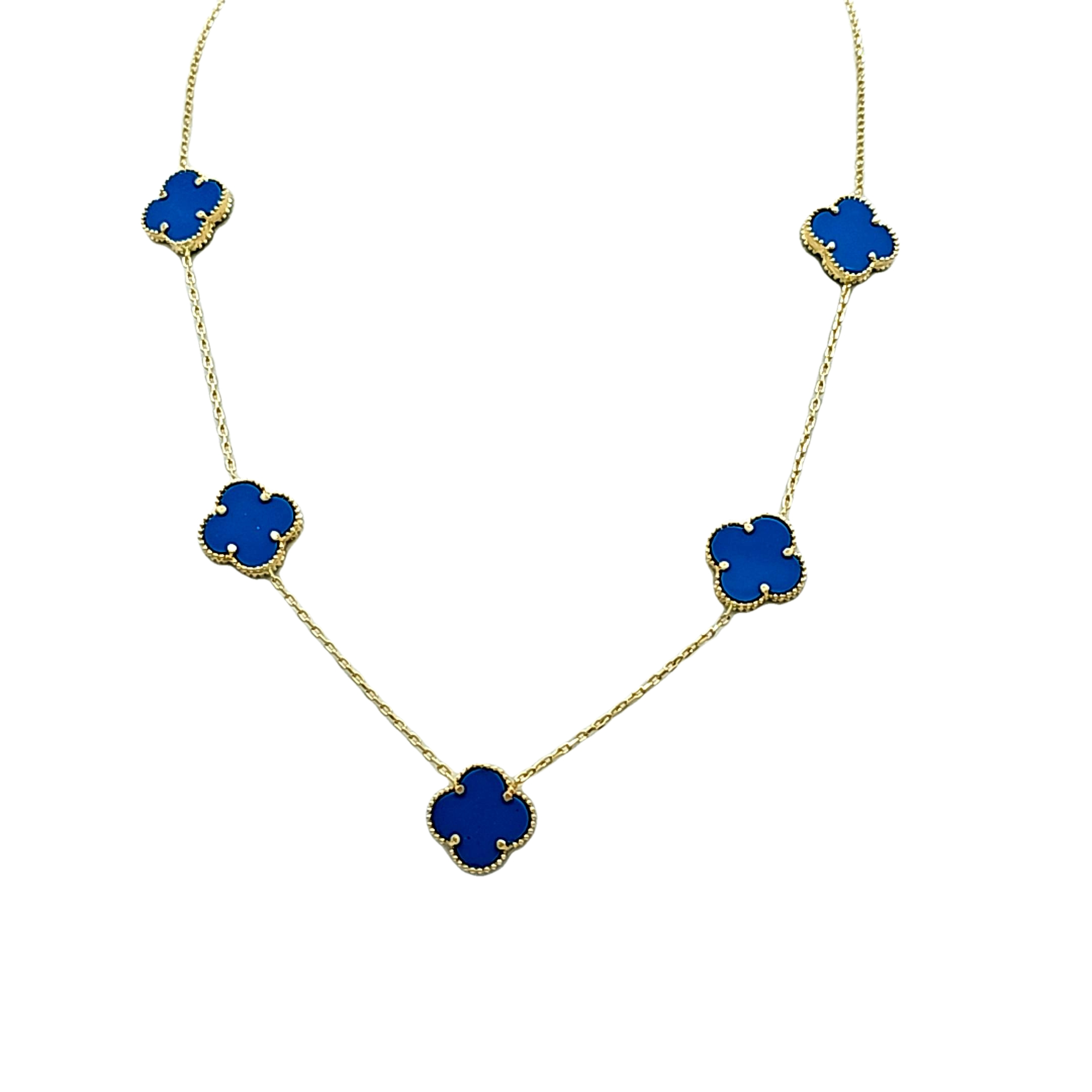 14K Yellow Gold Turquoise Clover Necklace 32000760 | Shin Brothers* 14K Yellow Gold Turquoise Clover Necklace 32000760 | Shin Brothers*