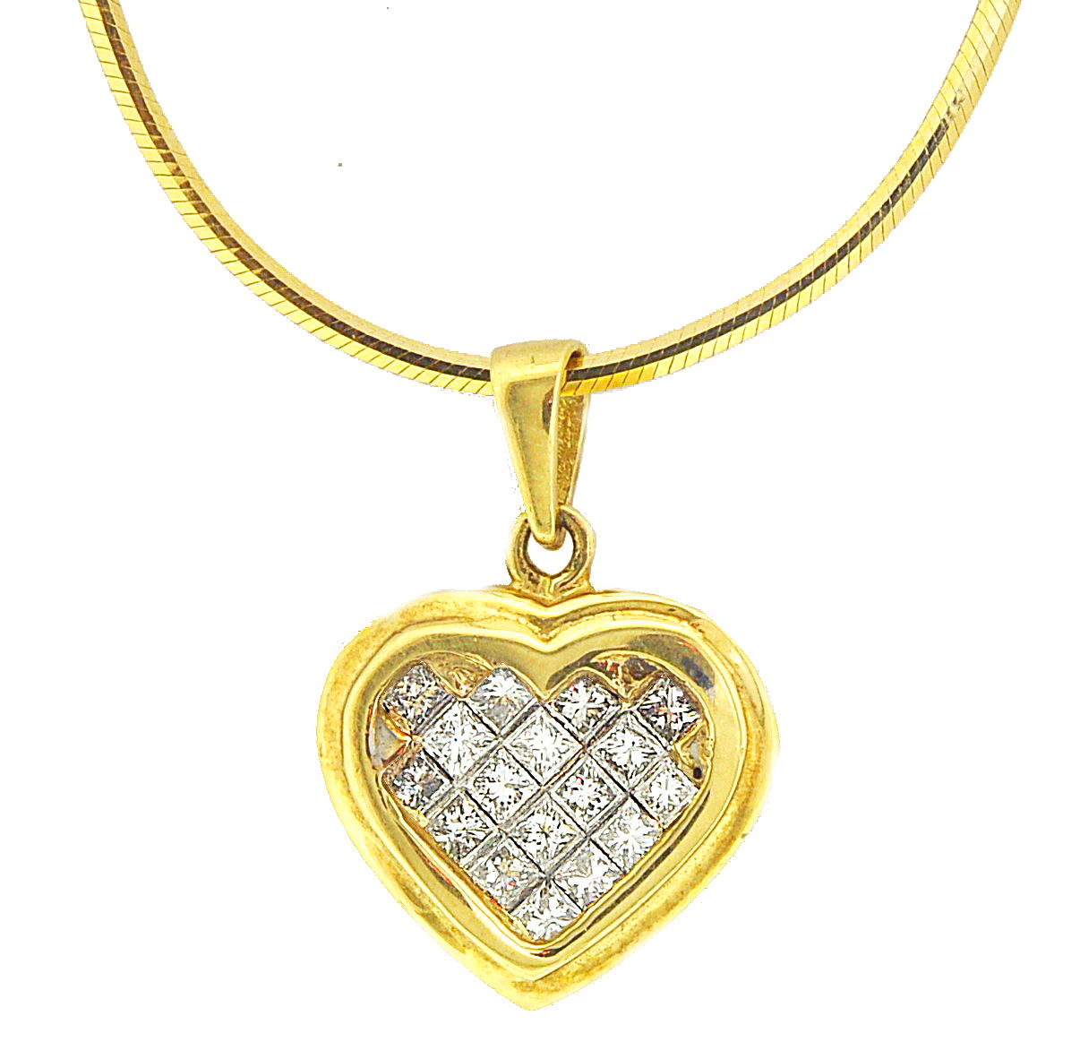 14K Yellow Gold 0.75ct Princess Diamond Heart Charm 51000946 | Shin Brothers*