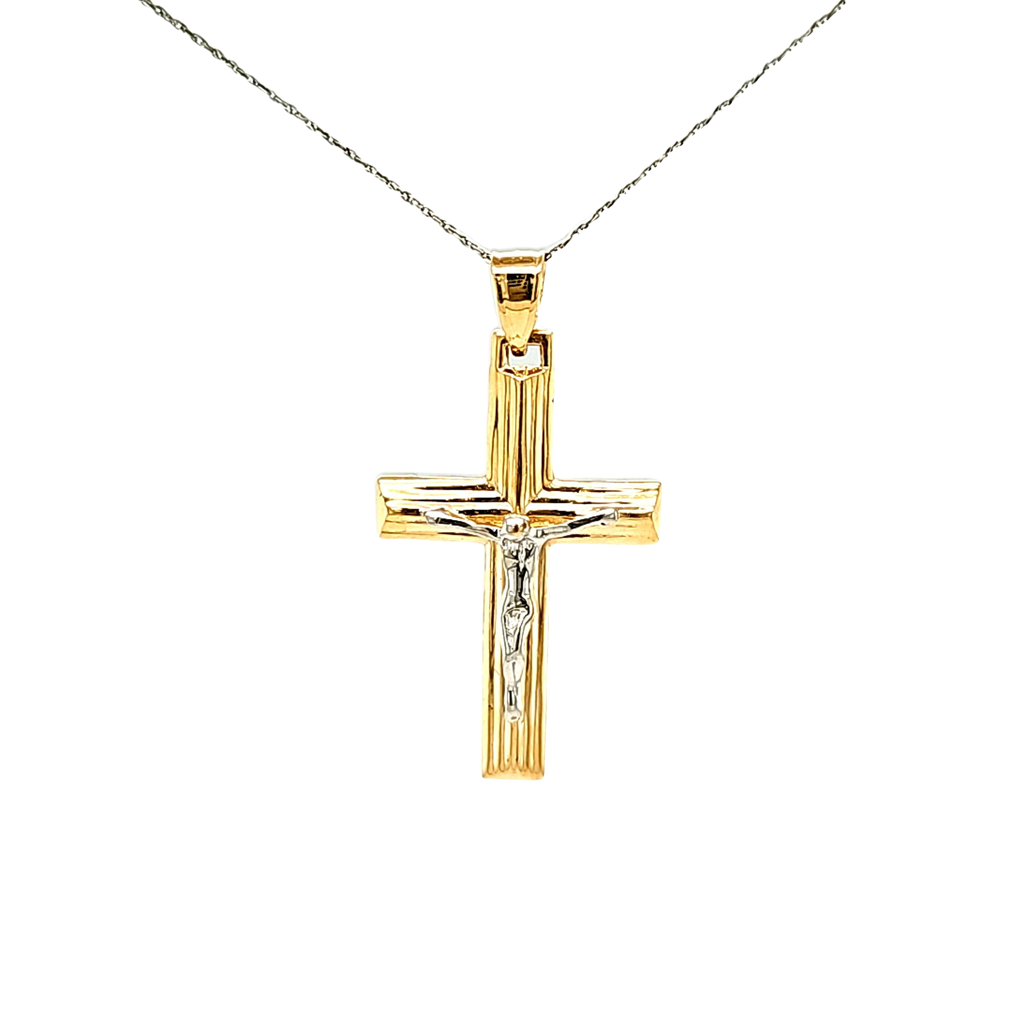 14K Two Tone Gold Crucifix Charm 50004228 | Shin Brothers*