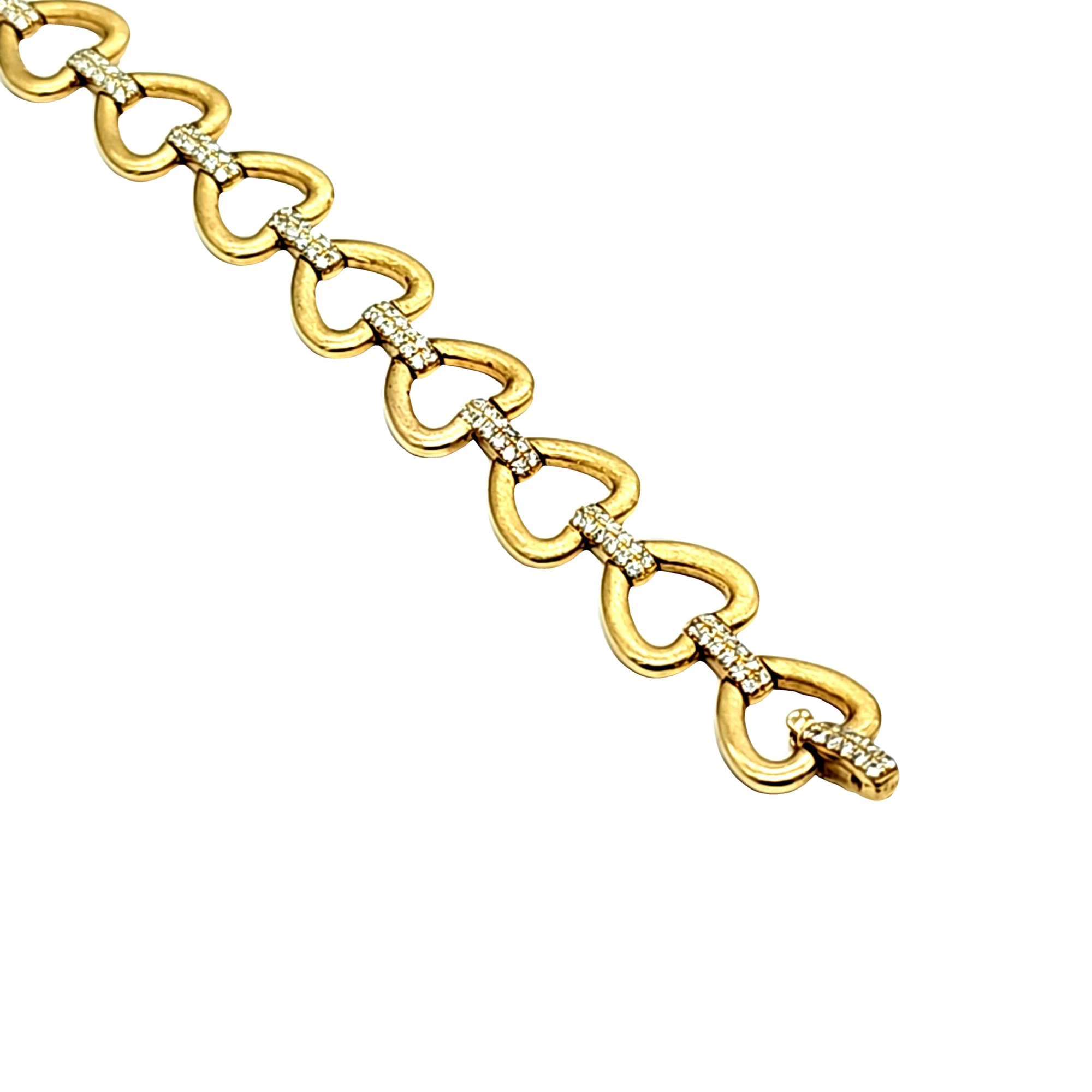 14K Yellow Gold 1.83 ct Diamond Ladies 7.5" Heart Bracelet 21000945 | Shin Brothers* 14K Yellow Gold 1.83 ct Diamond Ladies 7.5" Heart Bracelet 21000945 | Shin Brothers*