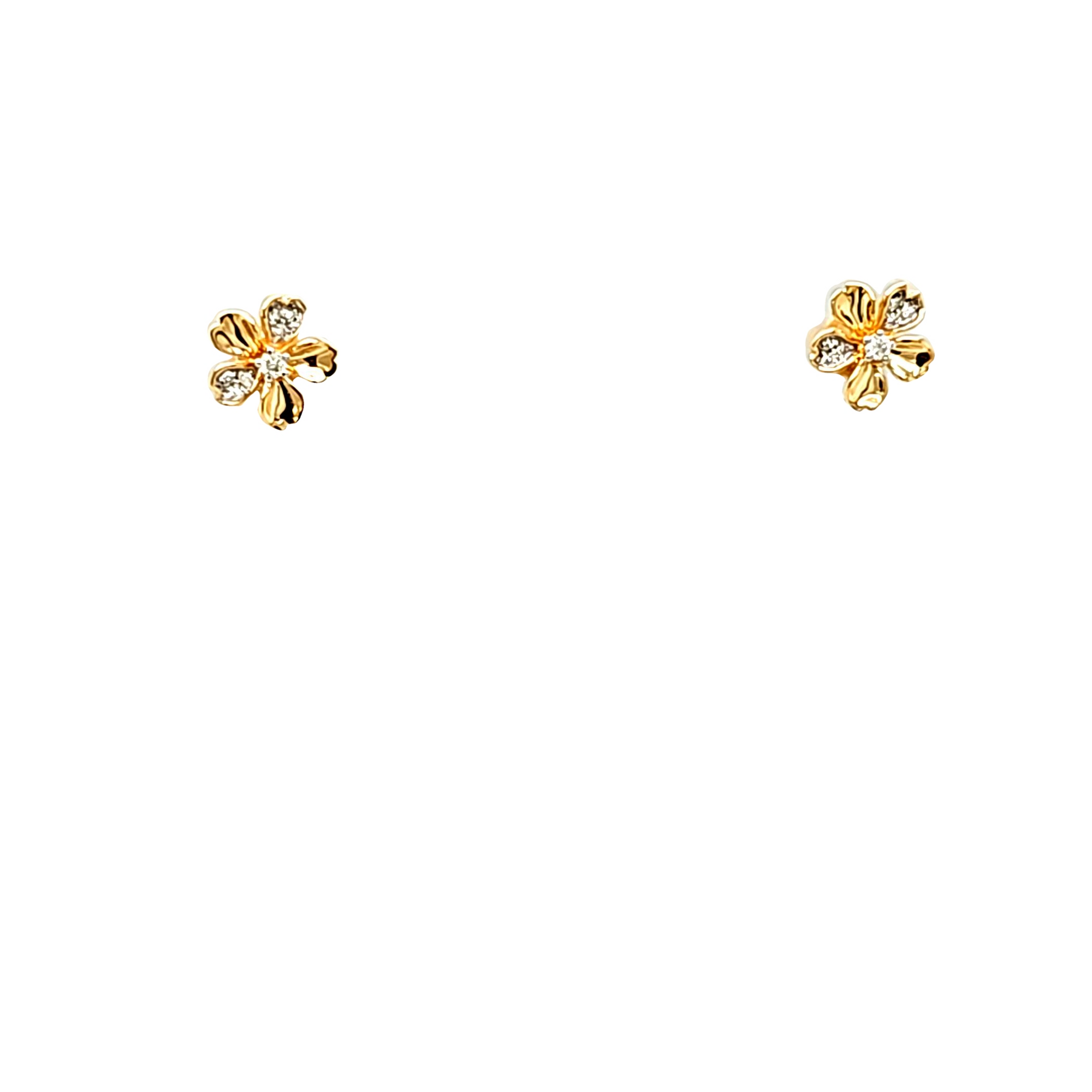 14K Yellow Gold Diamond Flower Stud Earrings 41002732 | Shin Brothers* 14K Yellow Gold Diamond Flower Stud Earrings 41002732 | Shin Brothers*