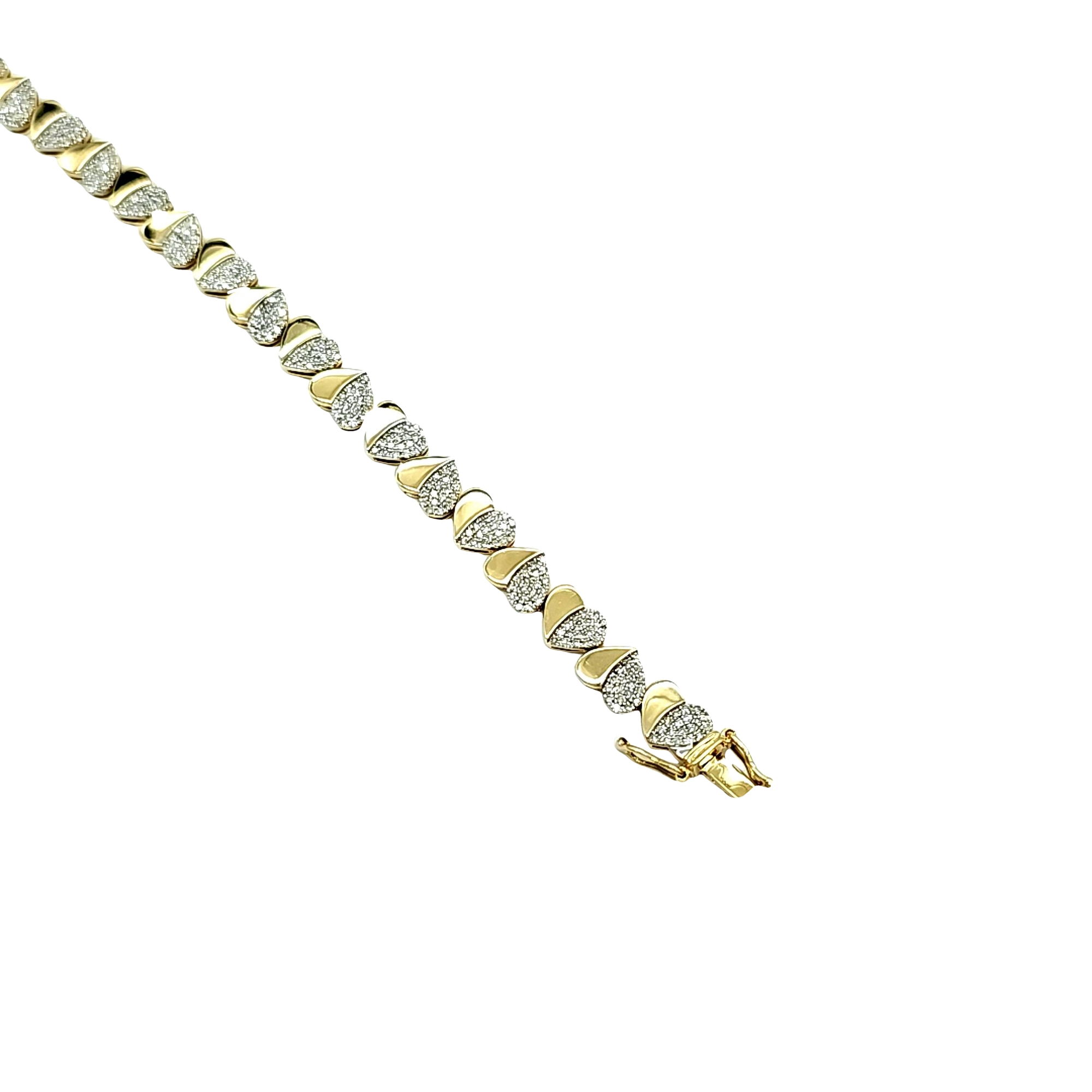 14K Yellow Gold 1.83 ct Diamond Ladies 7" Heart Bracelet 21000946 | Shin Brothers* 14K Yellow Gold 1.83 ct Diamond Ladies 7" Heart Bracelet 21000946 | Shin Brothers*