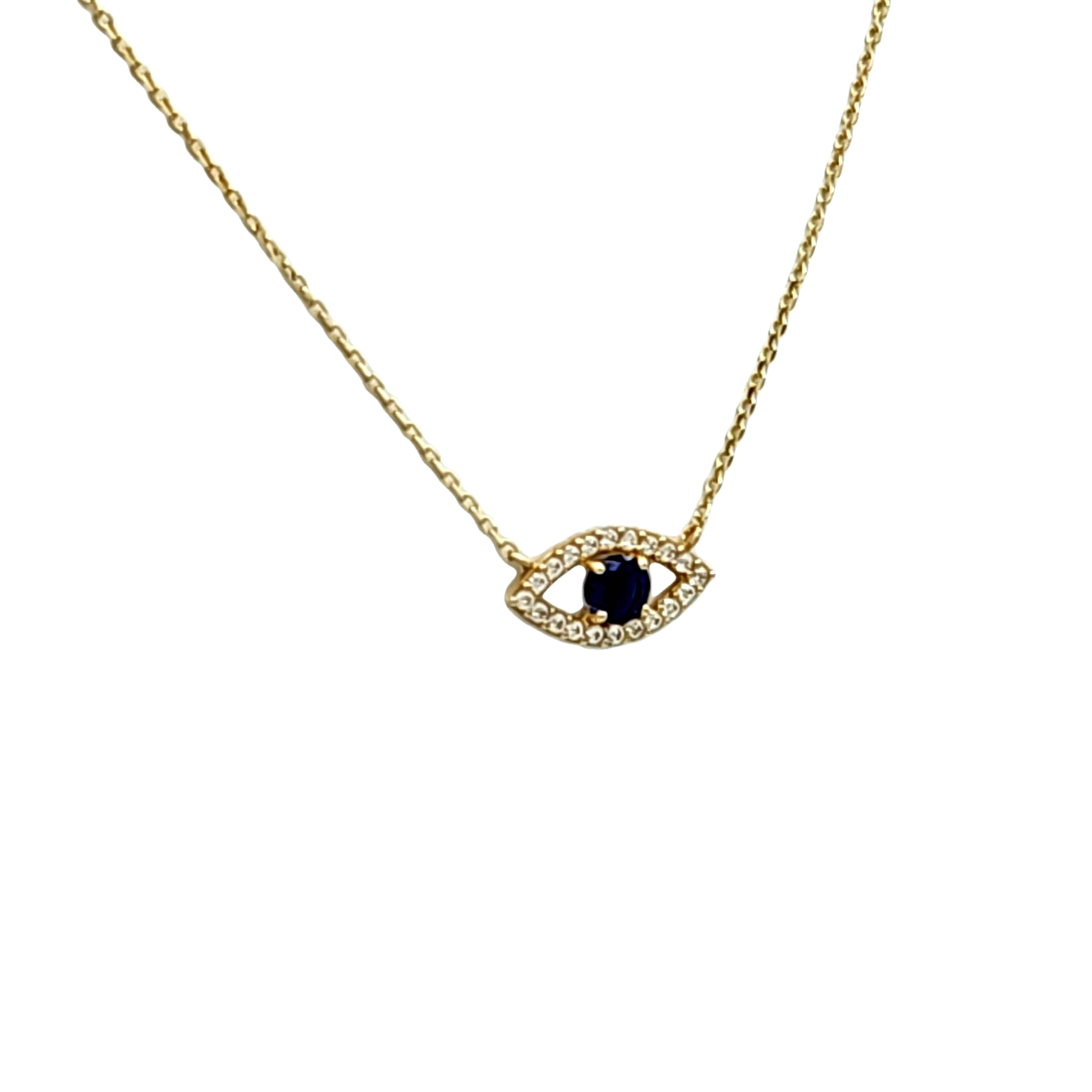 14K Yellow Gold Blue/White CZ Evil Eye Necklace 32000765 | Shin Brothers* 14K Yellow Gold Blue/White CZ Evil Eye Necklace 32000765 | Shin Brothers*