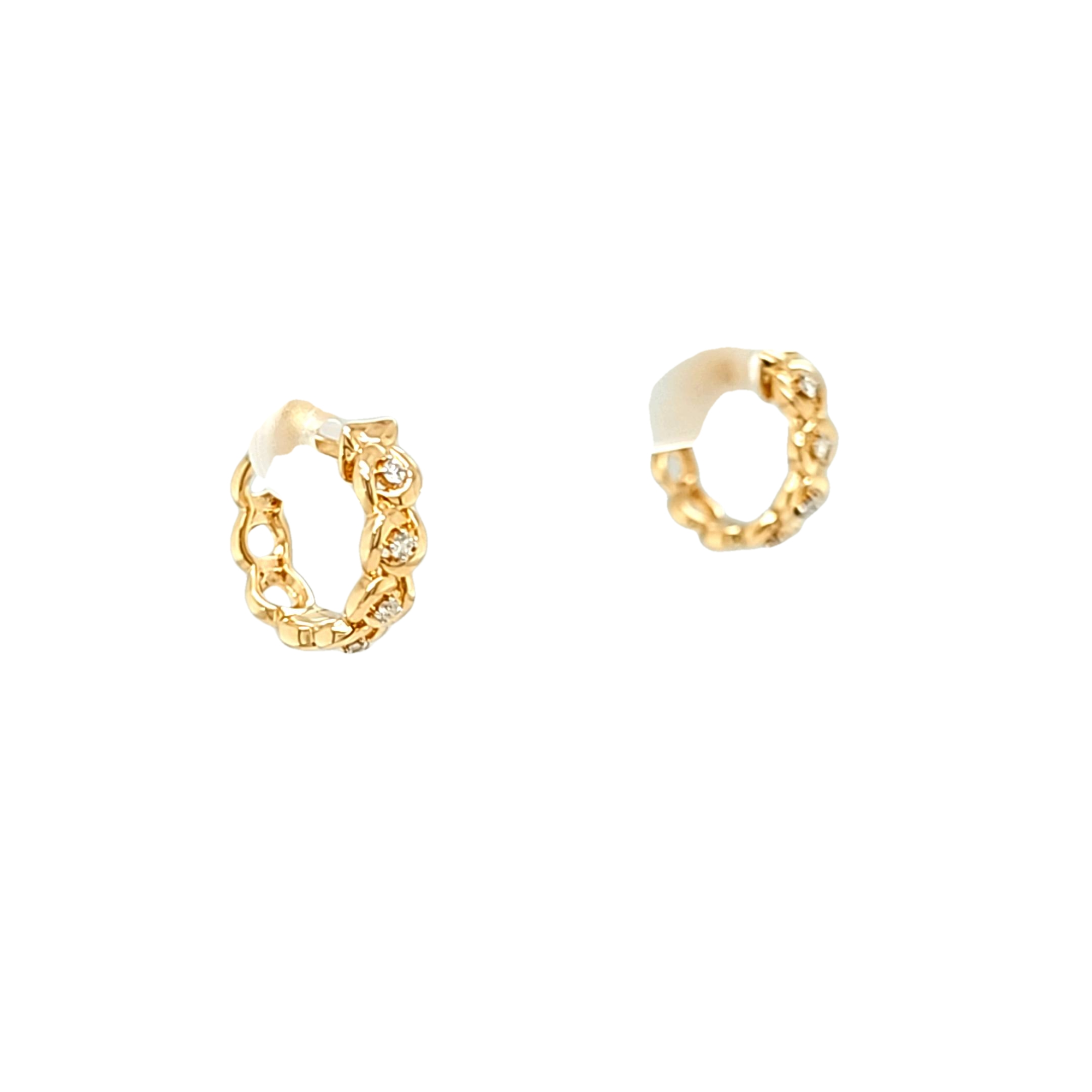 14K Yellow Gold Diamond Huggies Hoop Earrings 41002738 | Shin Brothers* 14K Yellow Gold Diamond Huggies Hoop Earrings 41002738 | Shin Brothers*