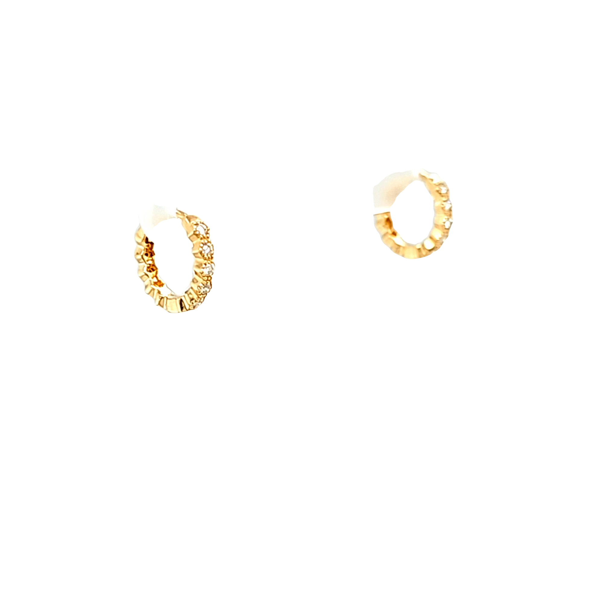 14K Yellow Gold Diamond Baby Huggies Hoop Earrings 41002739 | Shin Br**others*