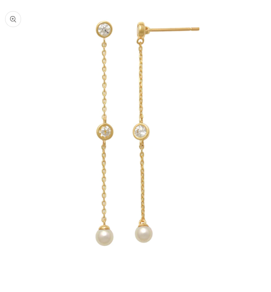 14K Yellow Gold Pearl CZ Drop Earrings 42003475 | Shin Brothers** 14K Yellow Gold Pearl CZ Drop Earrings 42003475 | Shin Brothers**