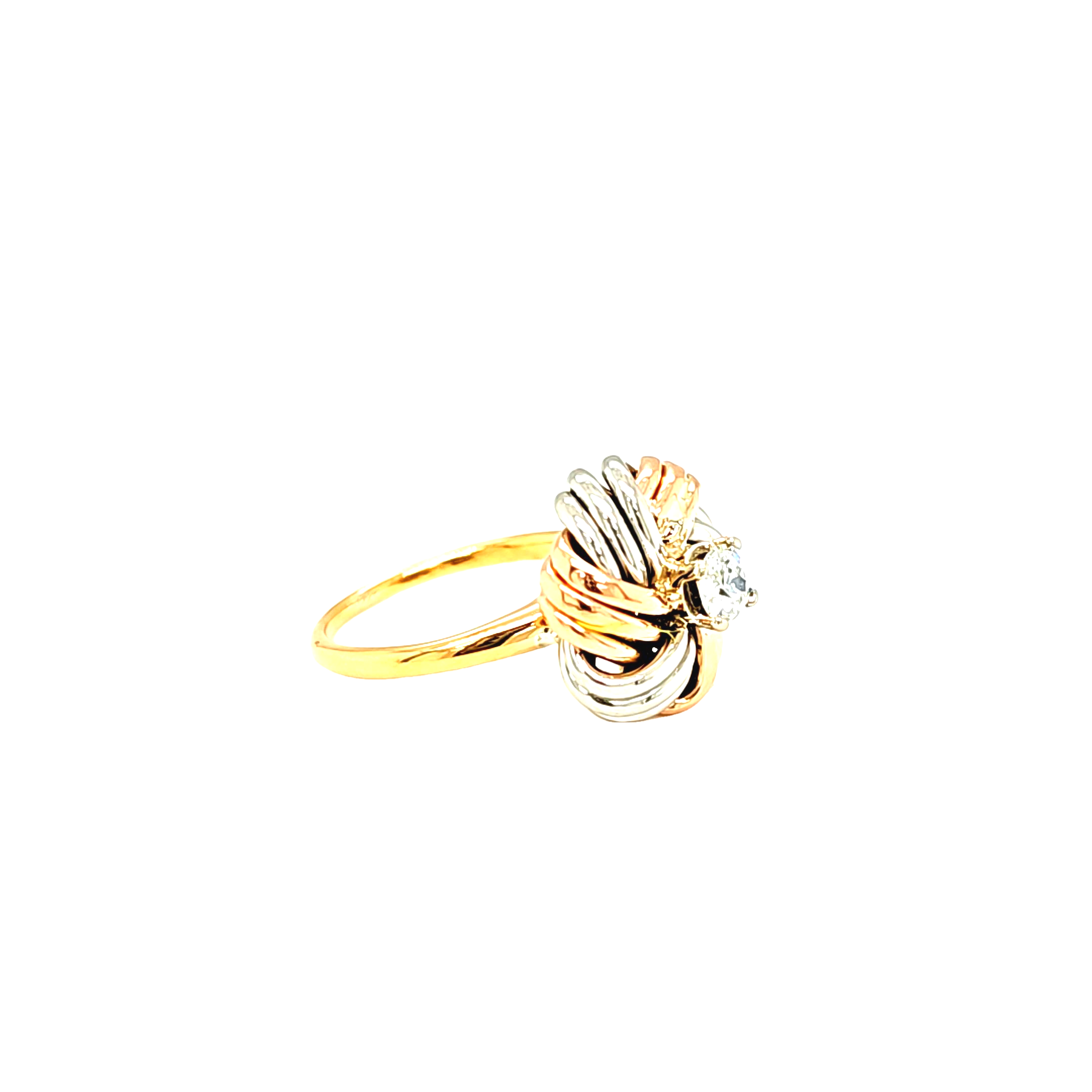 18K Two Tone Gold Diamond Knot Ring 11007198 | Shin Brothers*