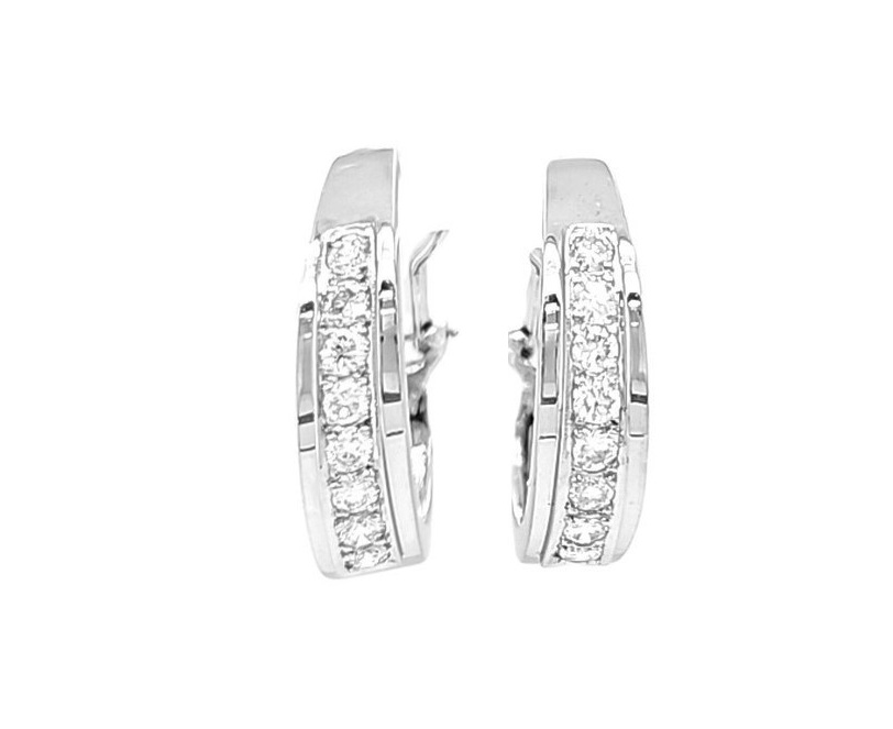 14K White Gold Diamond Omega Back Earrings 41002746 | Shin Brothers*