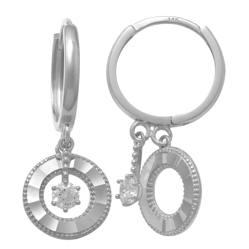 14K White Gold CZ Circle Drop Earrings 42003473 | Shin Brothers* 14K White Gold CZ Circle Drop Earrings 42003473 | Shin Brothers*