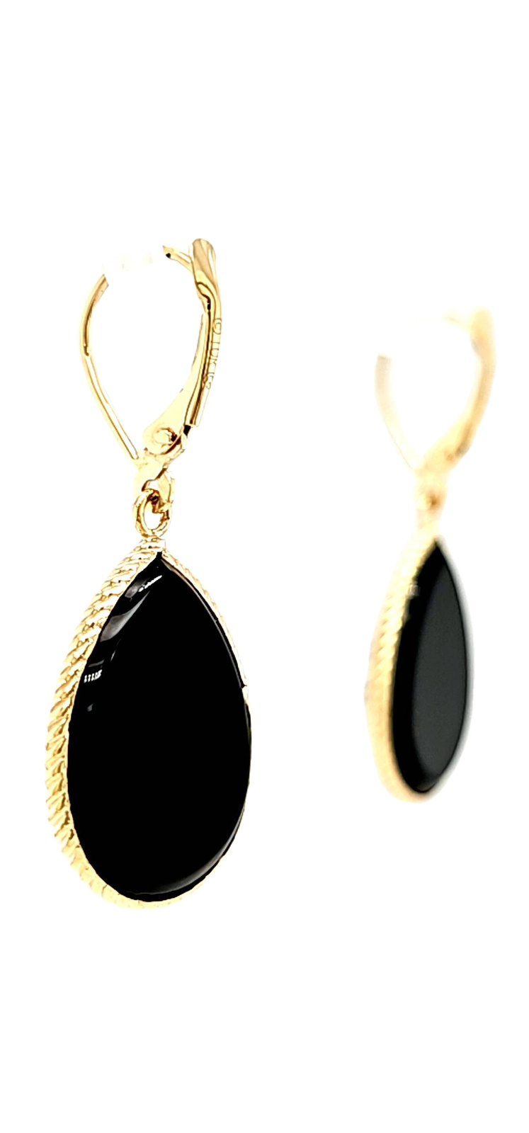 10K Yellow Gold Oval Black Onyx Drop Earrings 49210039 | Shin Brothers*