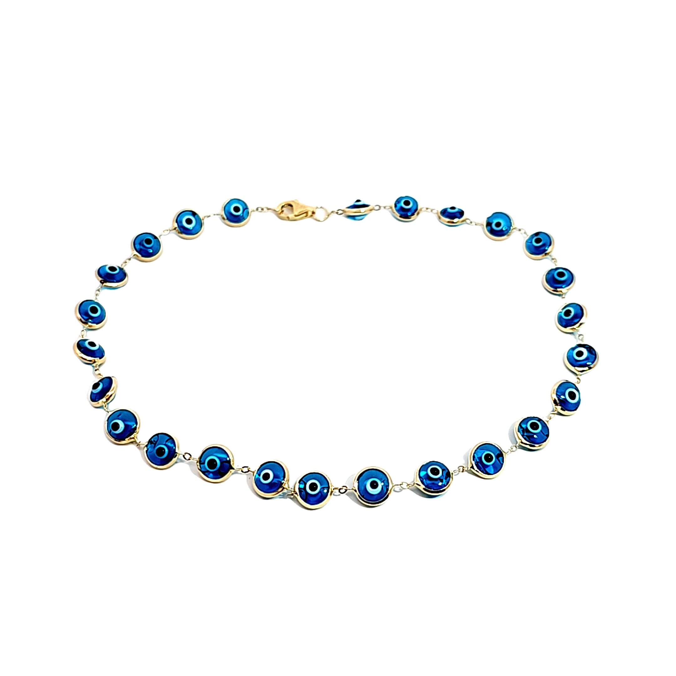 14K Yellow Gold 10" Blue Evil Eye Anklet 22000974 | Shin Brothers* 14K Yellow Gold 10" Blue Evil Eye Anklet 22000974 | Shin Brothers*