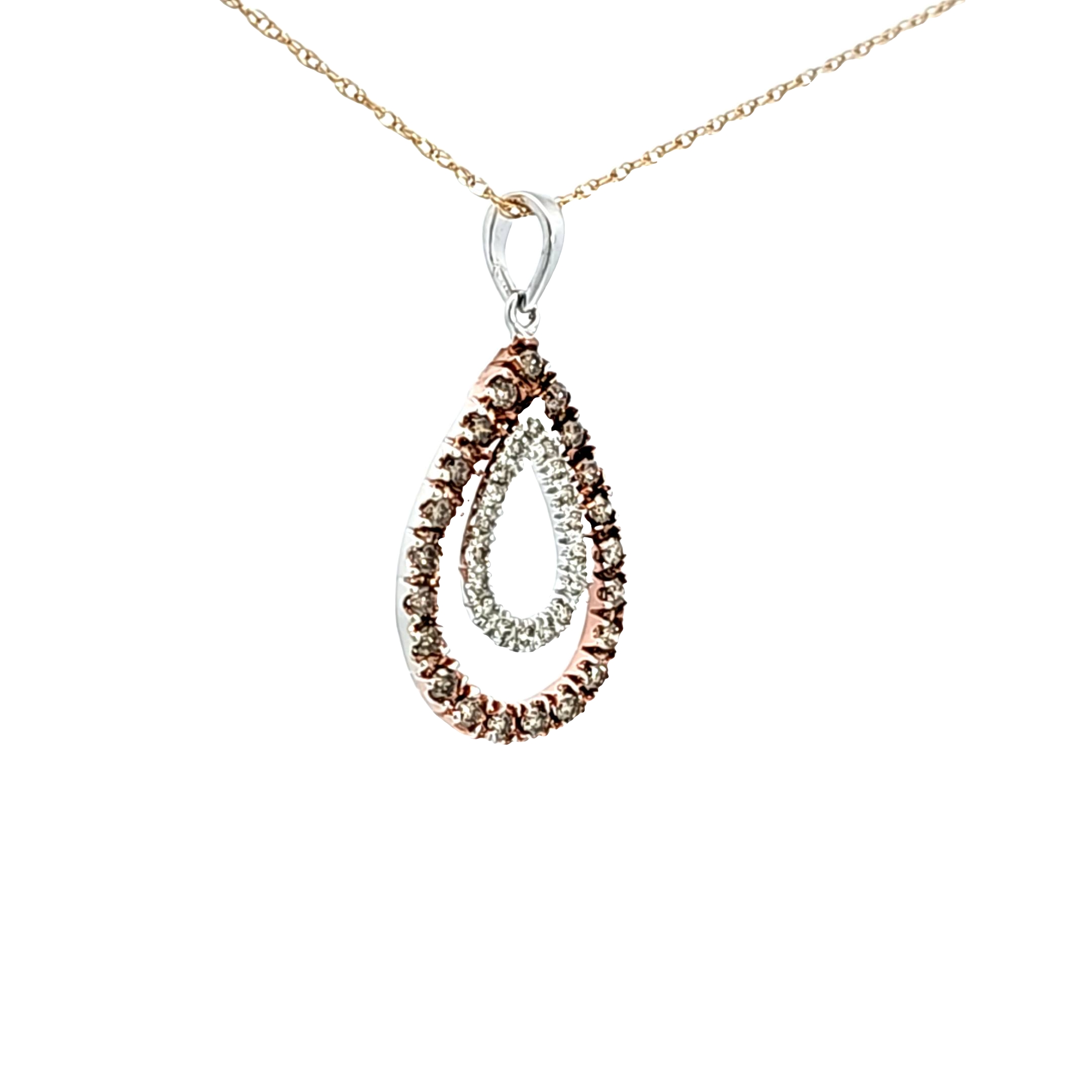 10K White Gold Brown and White Diamond Teardrop Charm 59000253 | Shin Brothers* 10K White Gold Brown and White Diamond Teardrop Charm 59000253 | Shin Brothers*