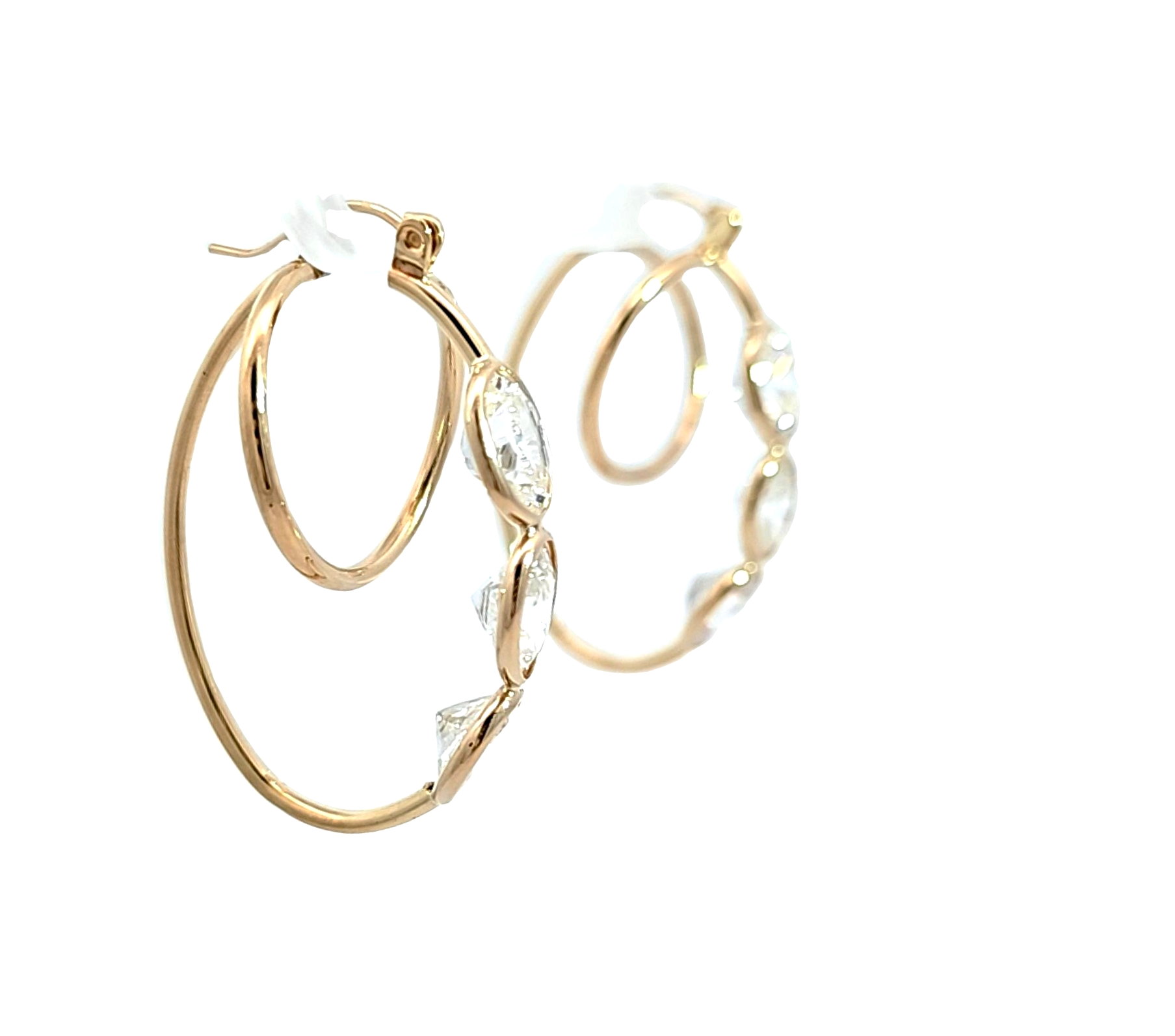 14K Yellow Gold Cubic Zirconia hoop Earrings 42003493 | Shin Brothers* 14K Yellow Gold Cubic Zirconia hoop Earrings 42003493 | Shin Brothers*