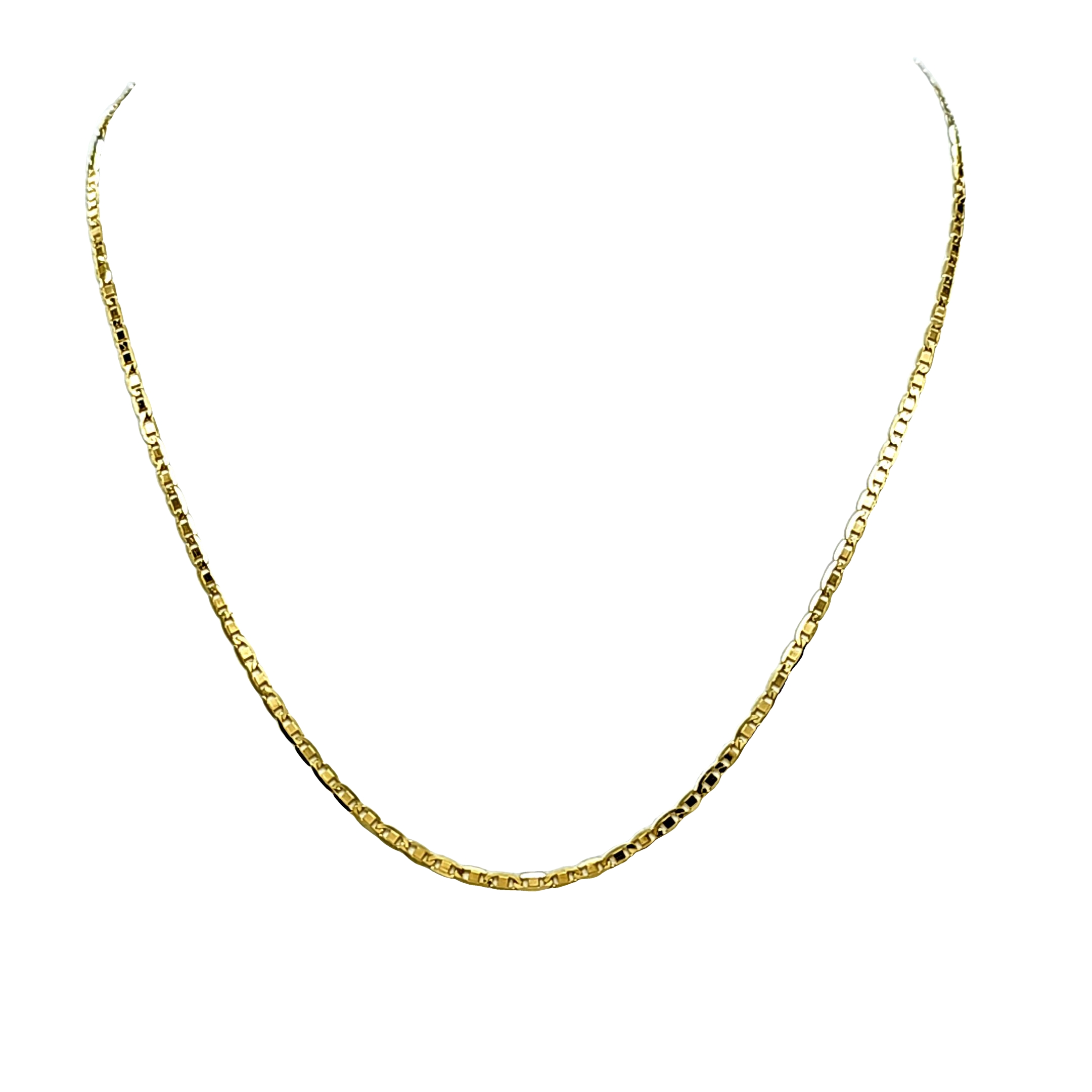 18K 16-inch Yellow Gold 2mm Diamond Cut Mariner Link Chain with Lobster Clasp 30004617 | Shin Brothers Inc
