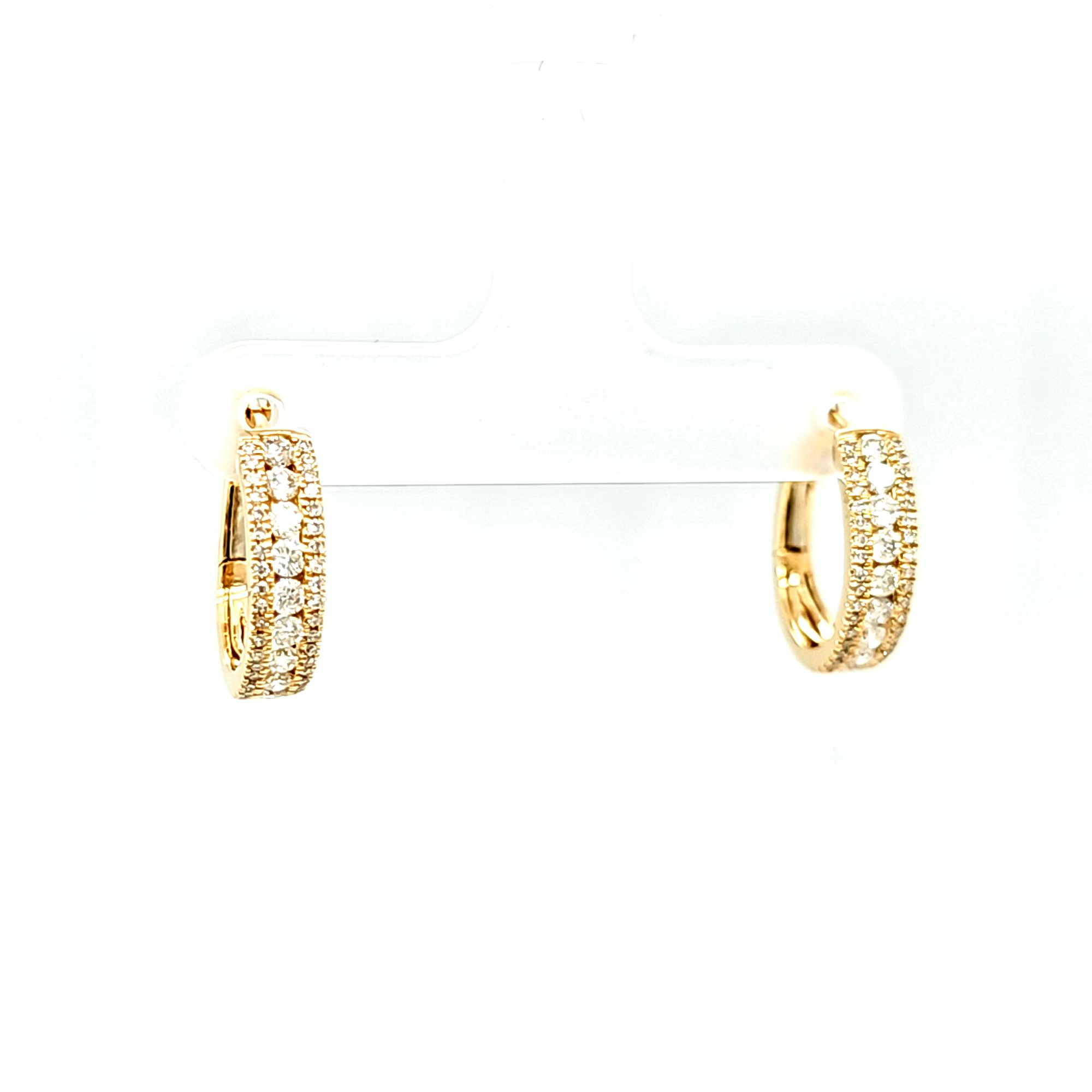 14K Yellow Gold 3 Rows Diamond Hinge Back Hoop Earrings 41002748 | Shin Brothers*