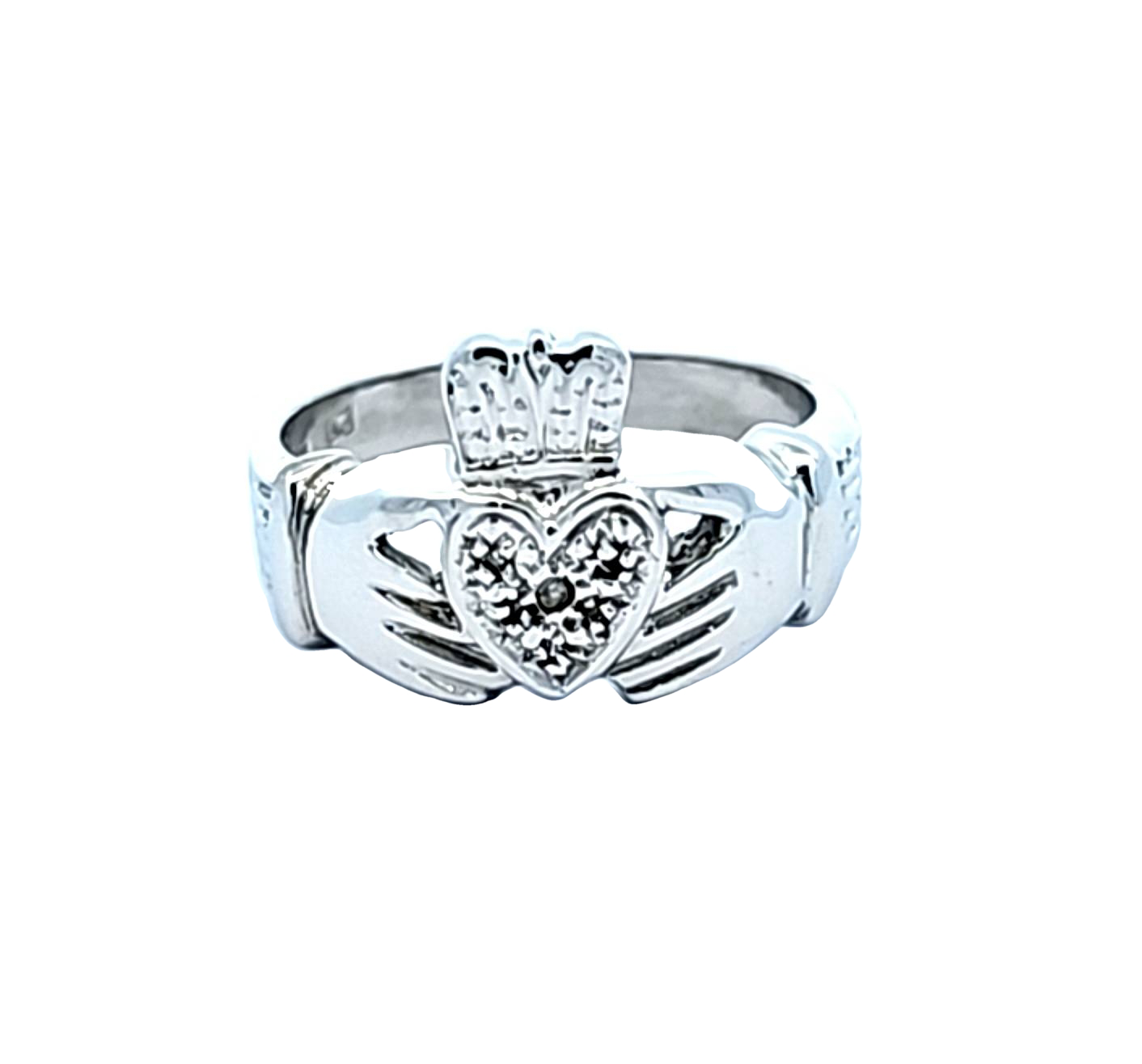14K White Gold Claddagh Ring 11006244 | Shin Brothers** 14K White Gold Claddagh Ring 11006244 | Shin Brothers**