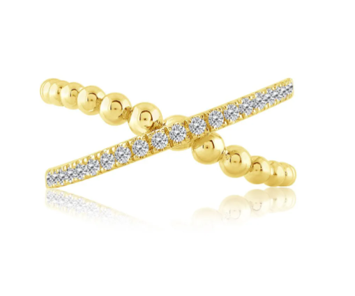 14K Yellow Gold Criss Cross Diamond Ring 11007218 | Shin Brothers* 14K Yellow Gold Criss Cross Diamond Ring 11007218 | Shin Brothers*