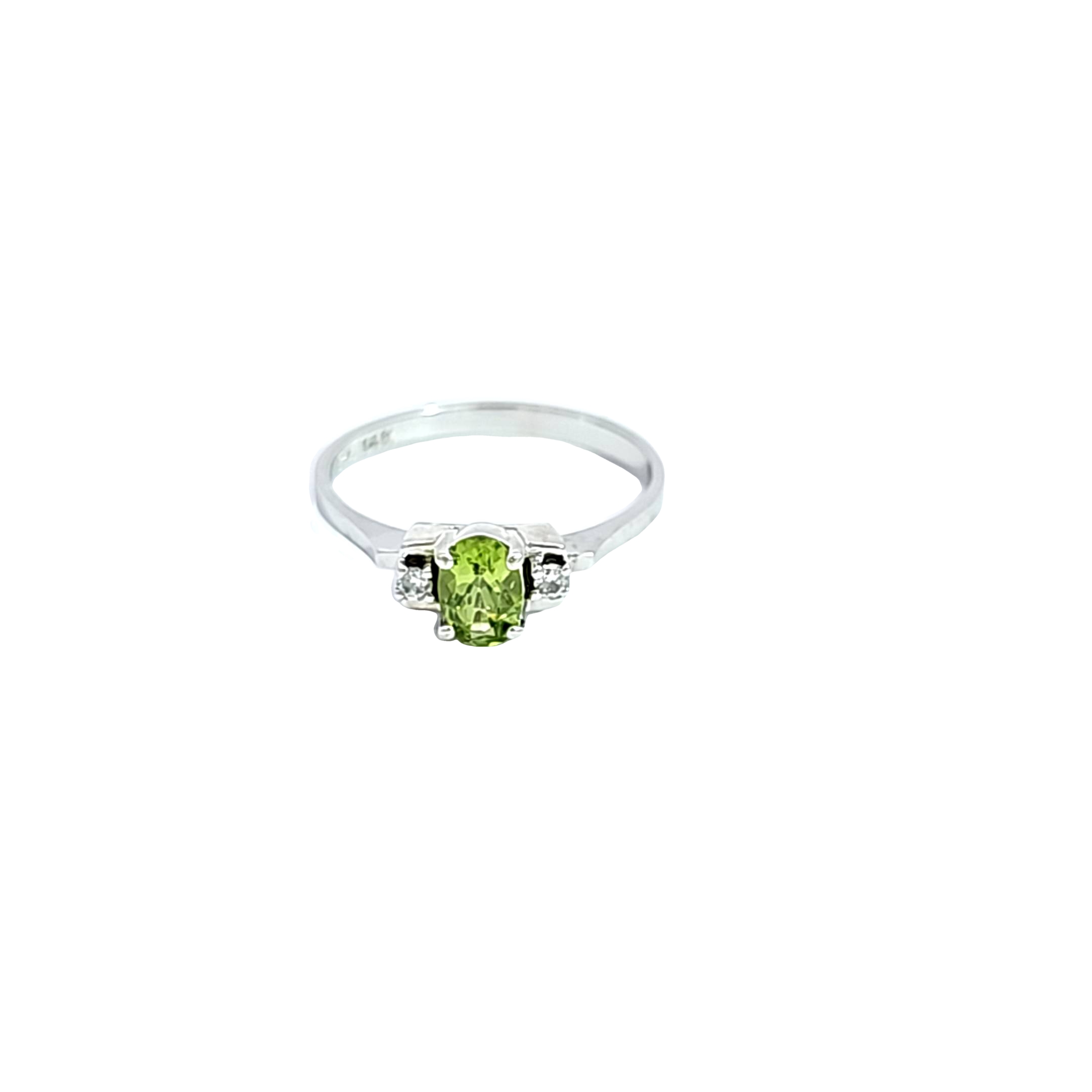 14K White Gold Peridot Ring with Diamond Accents 12001066 | Shin Brothers* 14K White Gold Peridot Ring with Diamond Accents 12001066 | Shin Brothers*