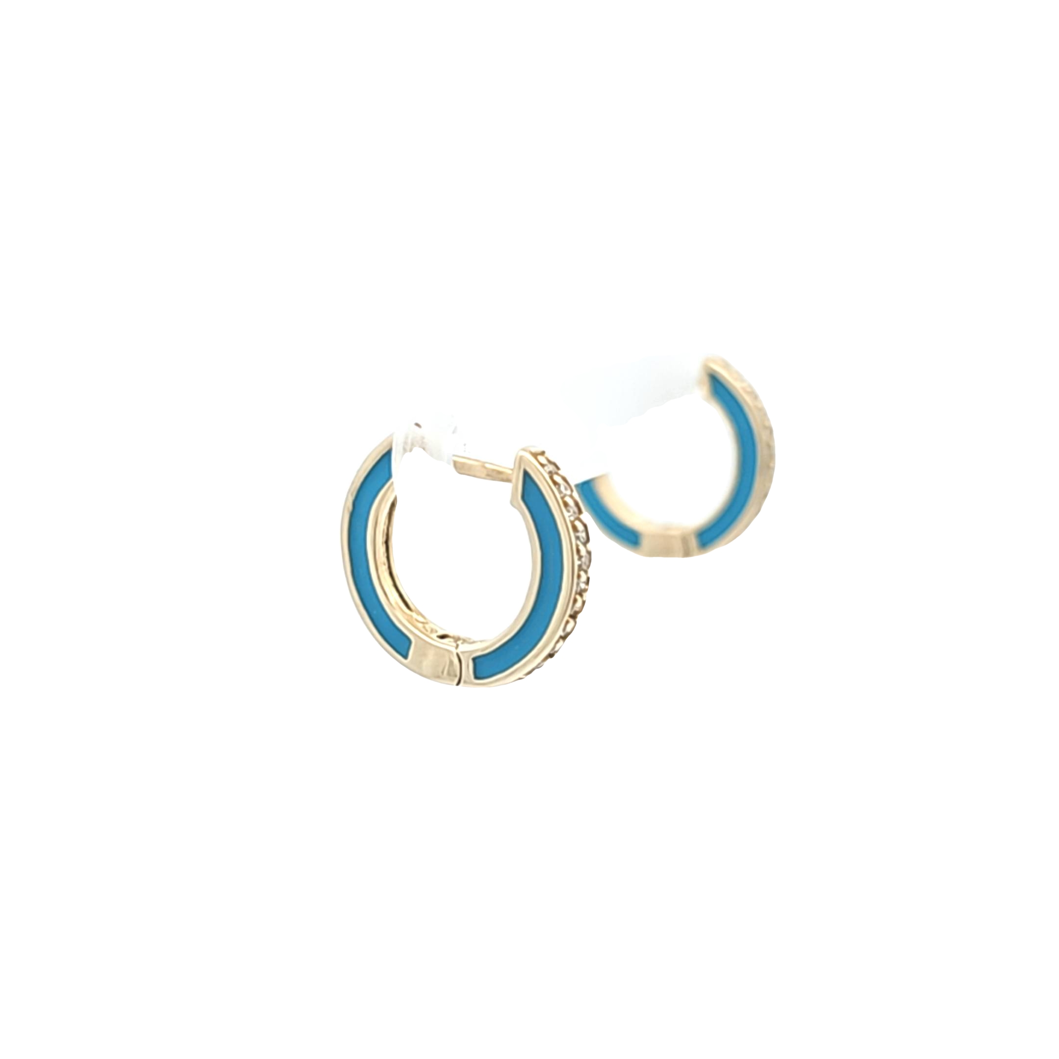 14K Yellow Gold Diamond Enamel Hoop Earrings 41002757 | Shin Brothers*